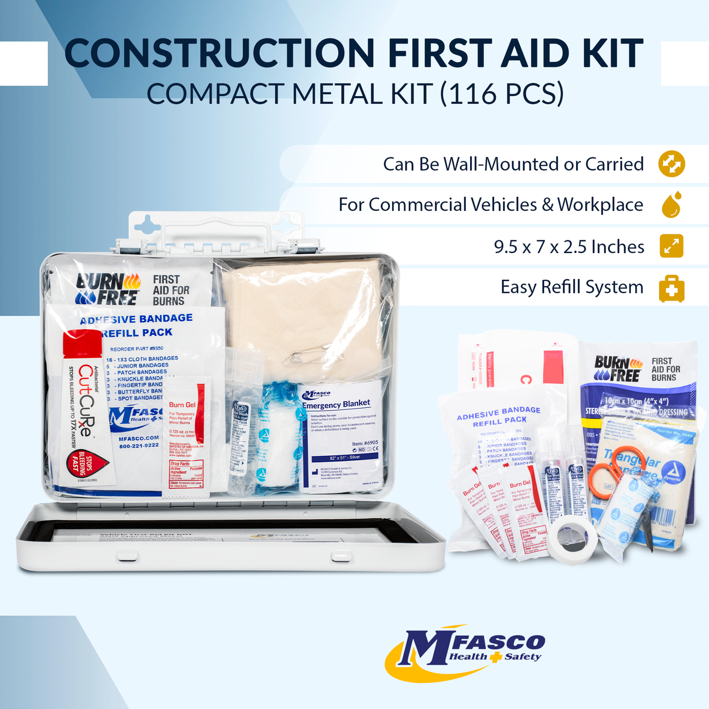 Construction First Aid Kit OSHA Class A Metal Box