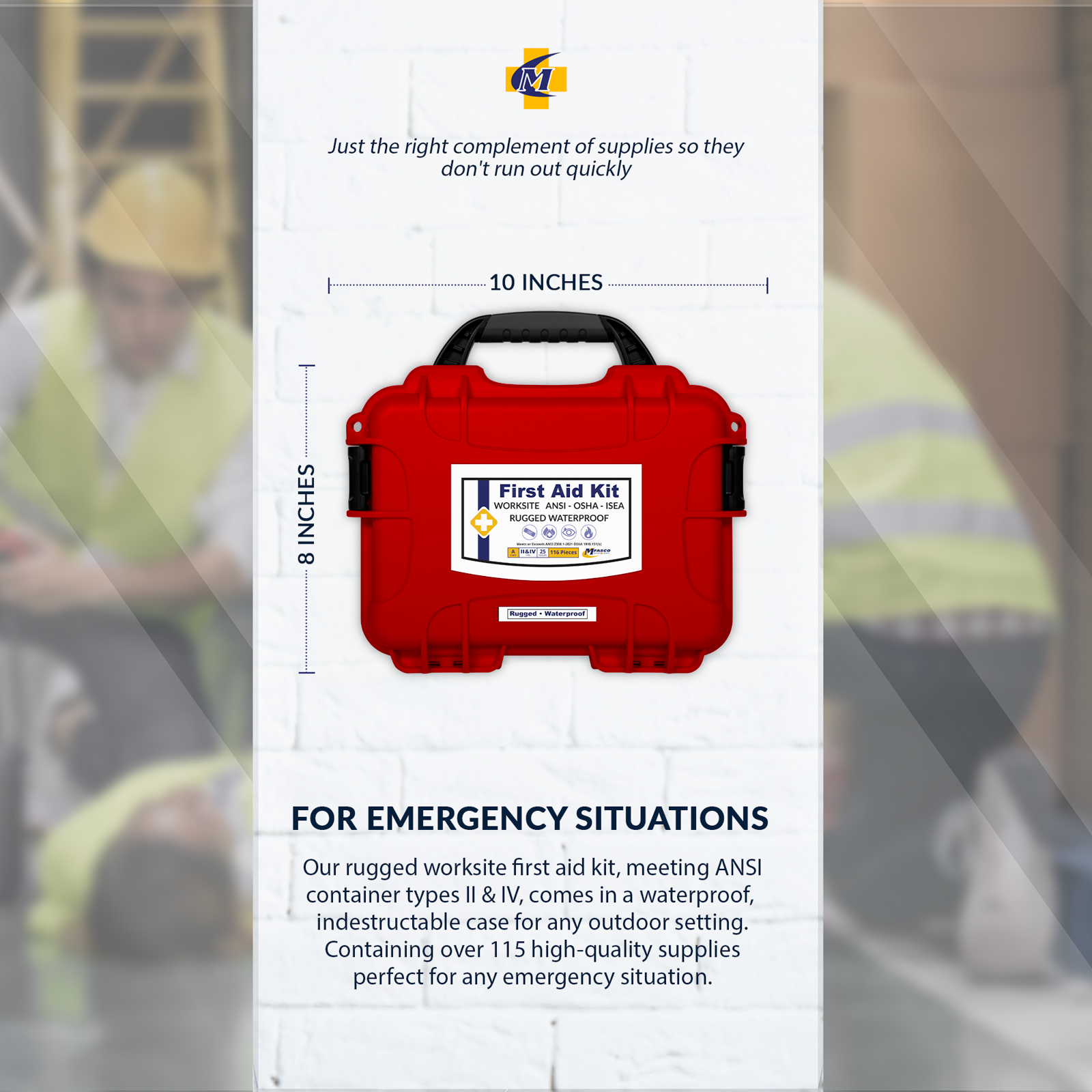 Worksite Waterproof/Rugged OSHA First Aid Kit Class A