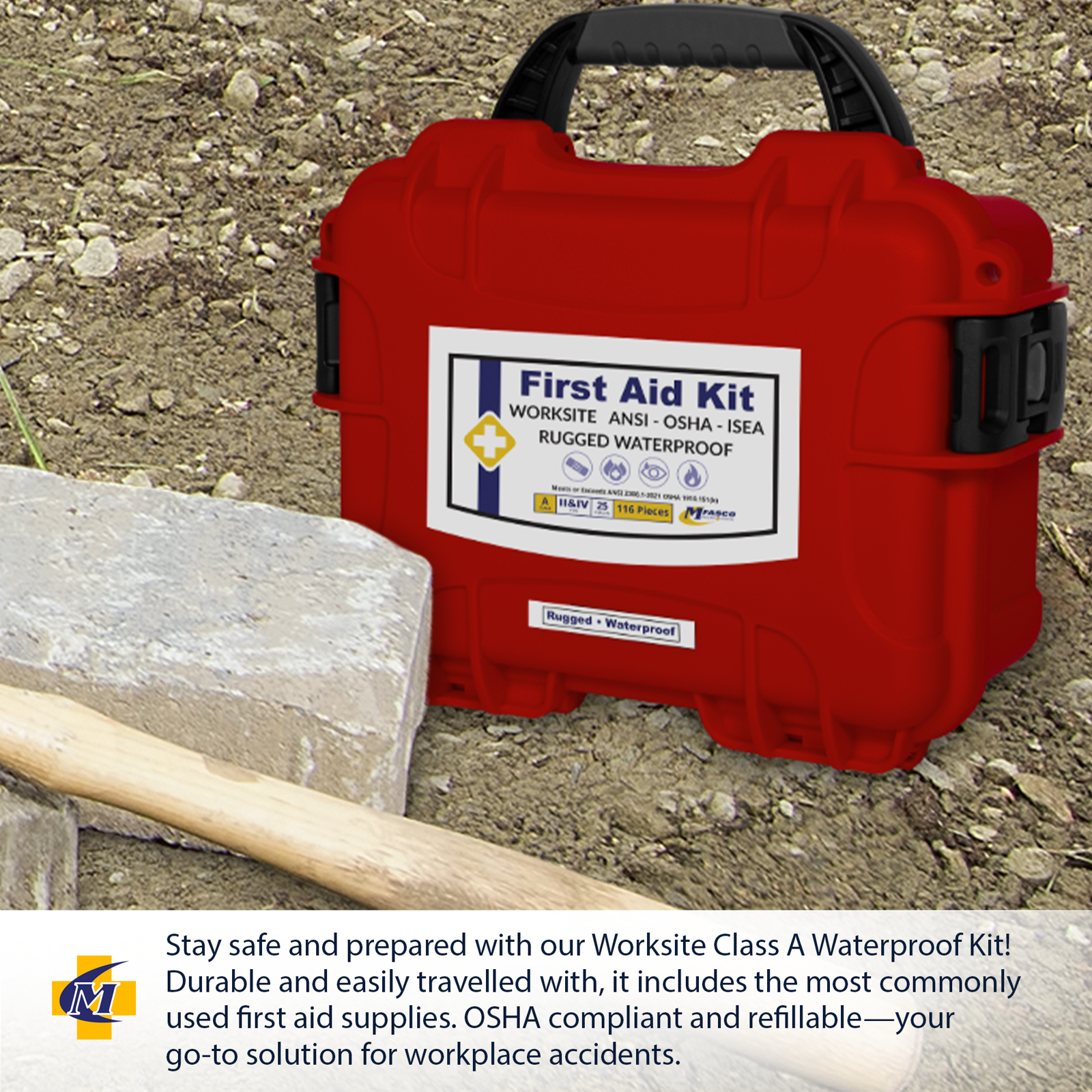 Worksite Waterproof/Rugged OSHA First Aid Kit Class A