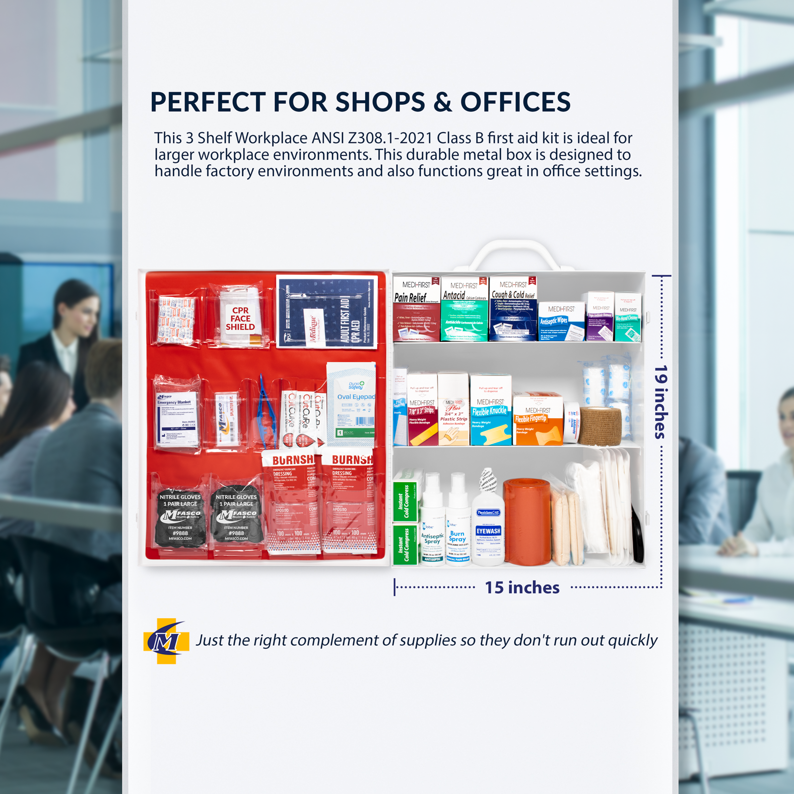 Firstaid Kit 3 Shelf W/Fill Complete No Logo