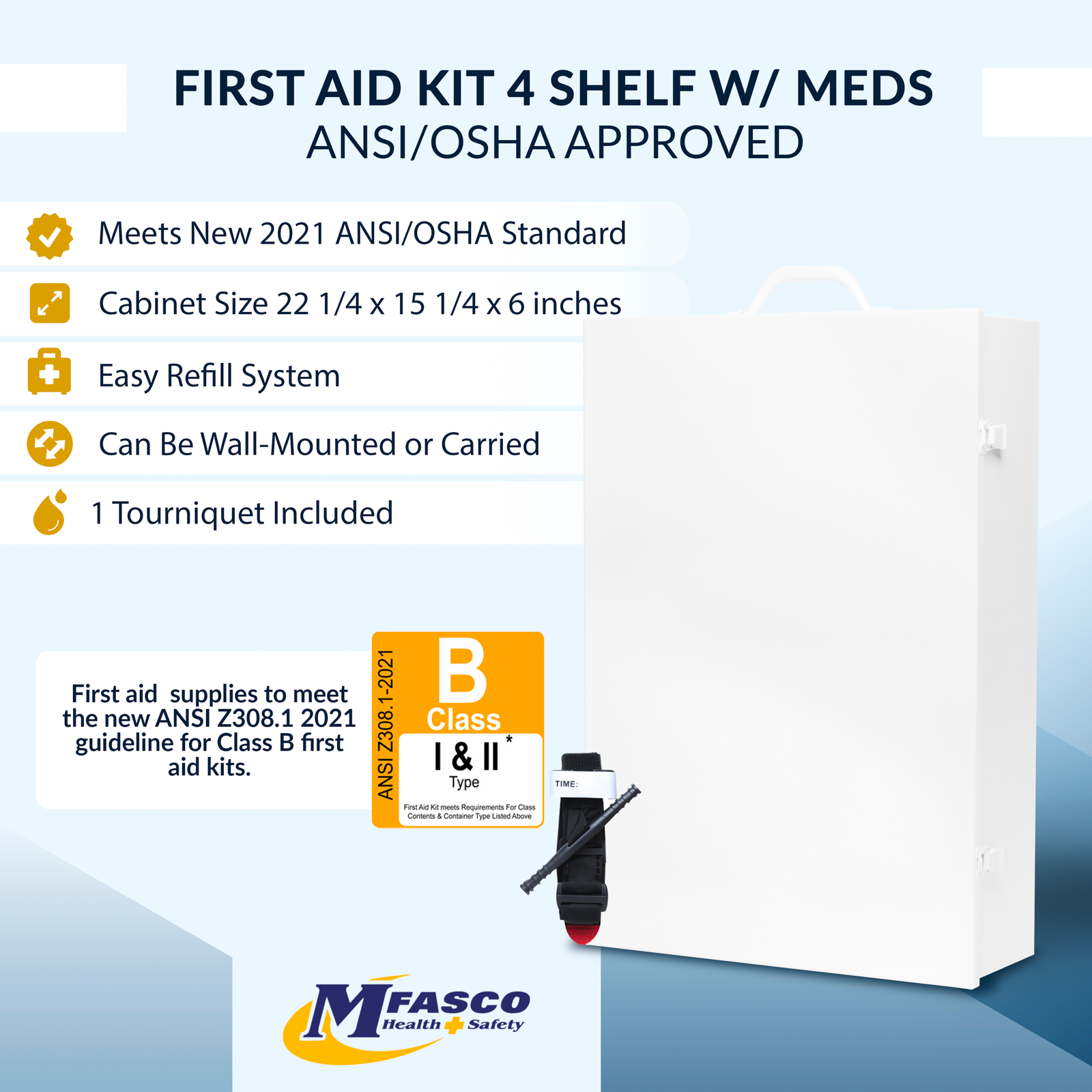 Firstaid Kit 4 Shelf W/Fill Complete No Logo