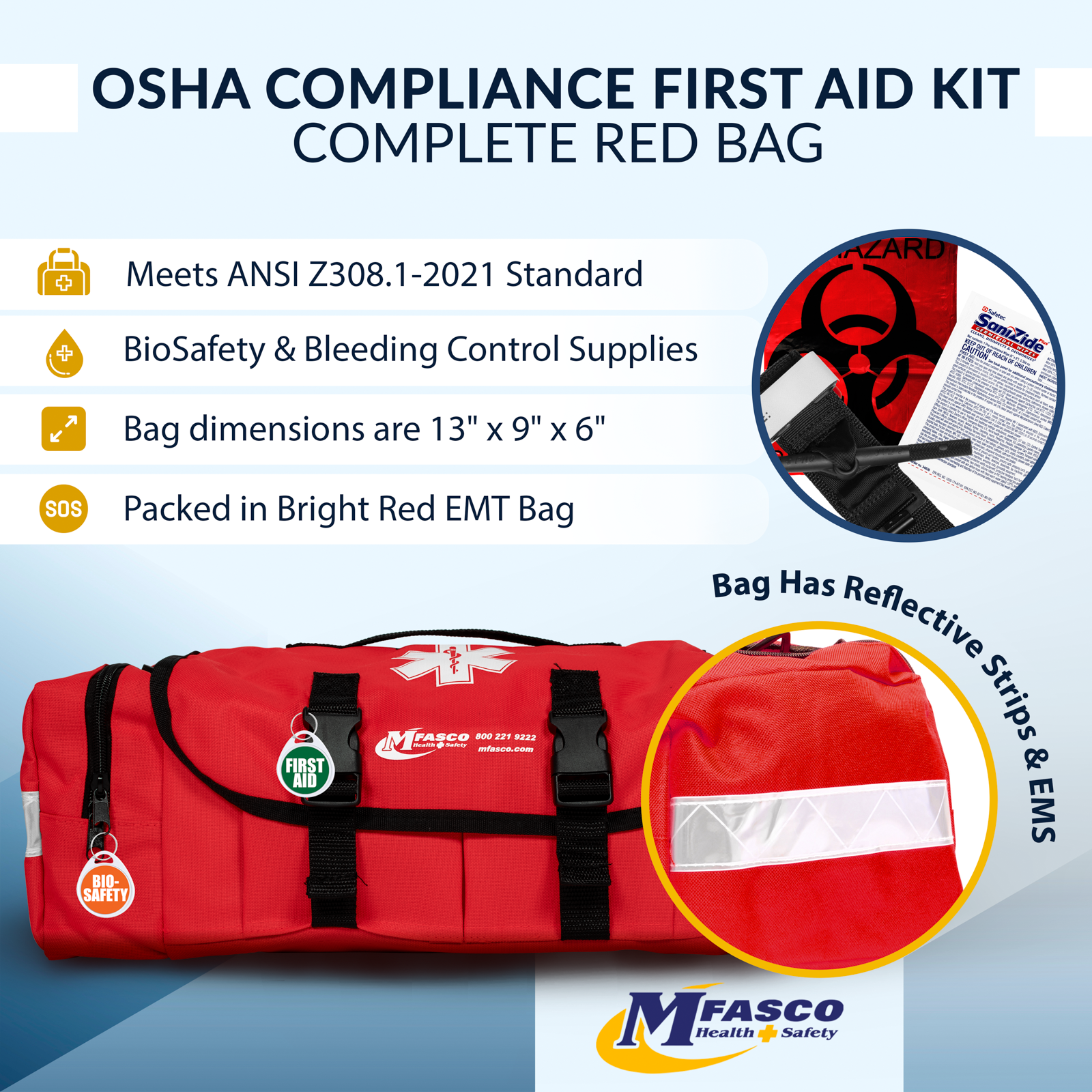 OSHA Complete Compliance First Aid Kit Red Bag