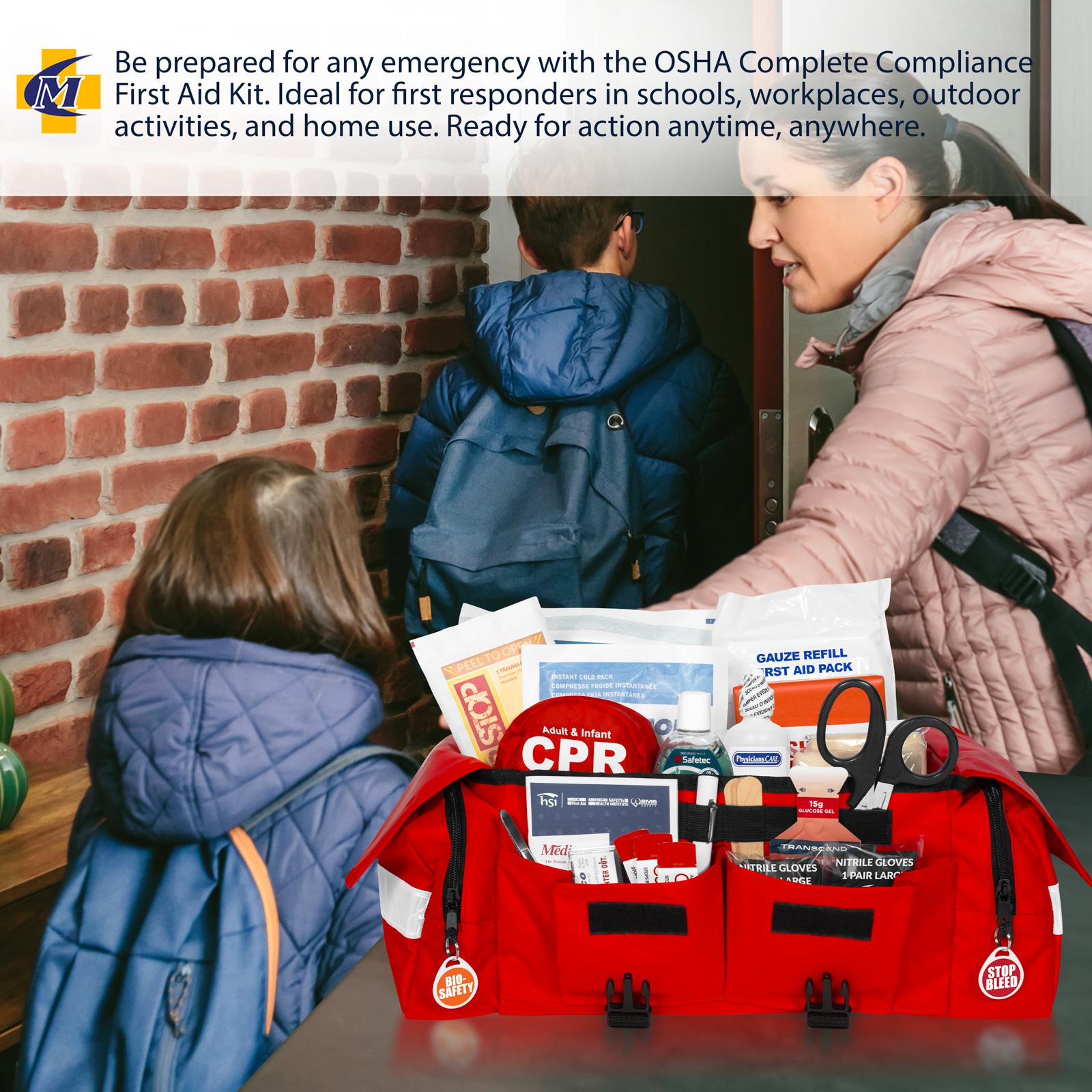 OSHA Complete Compliance First Aid Kit Red Bag