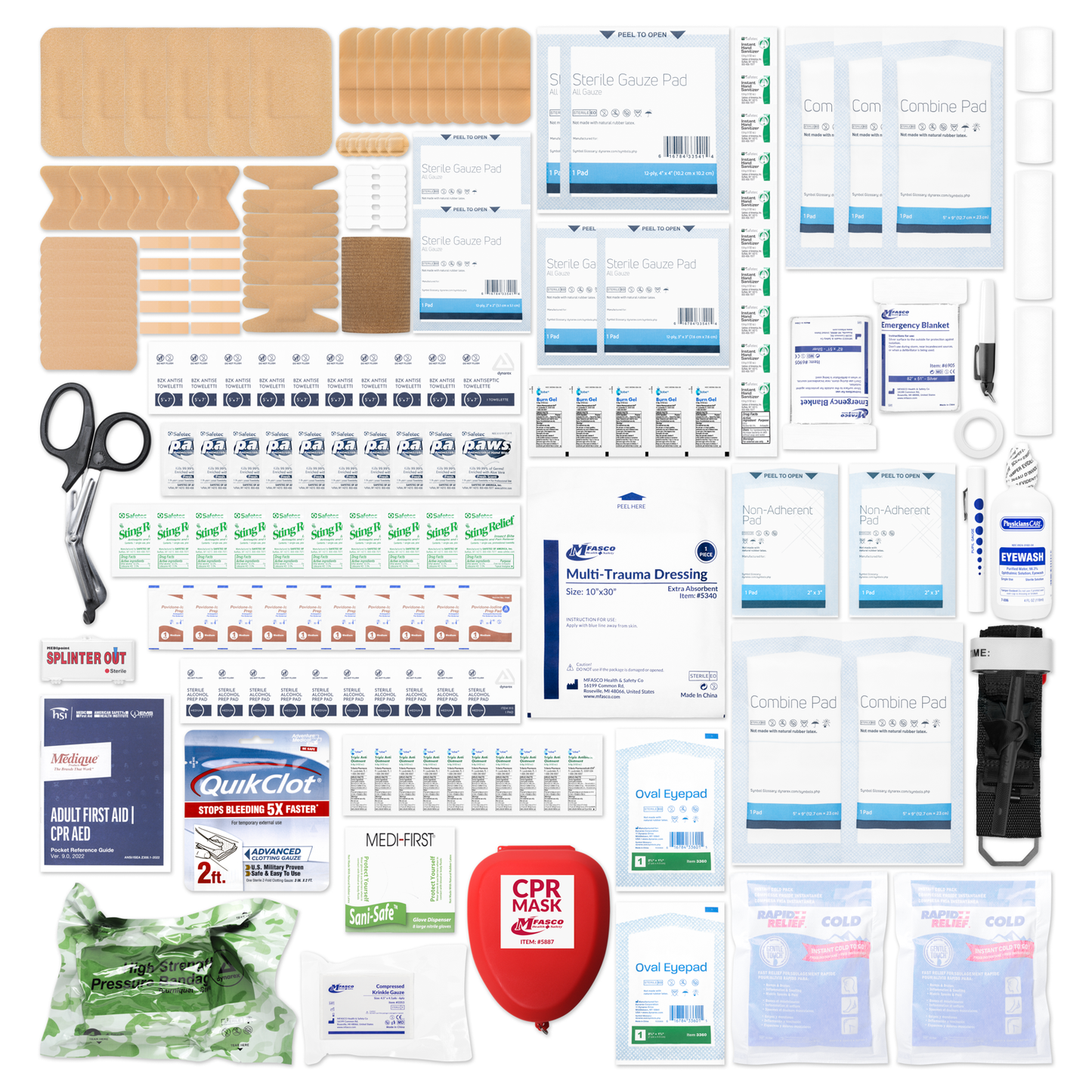 Refill for Emergency First Aid & Bleeding Control Kits 185 Piece