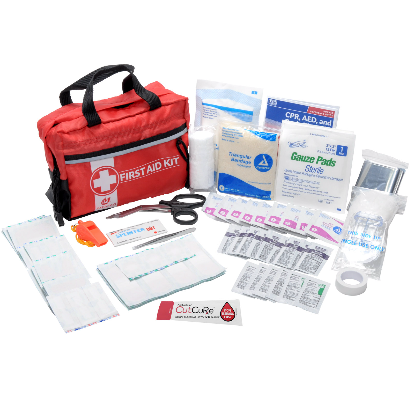 First Aid Kit Home/Auto Red Bag With Handles