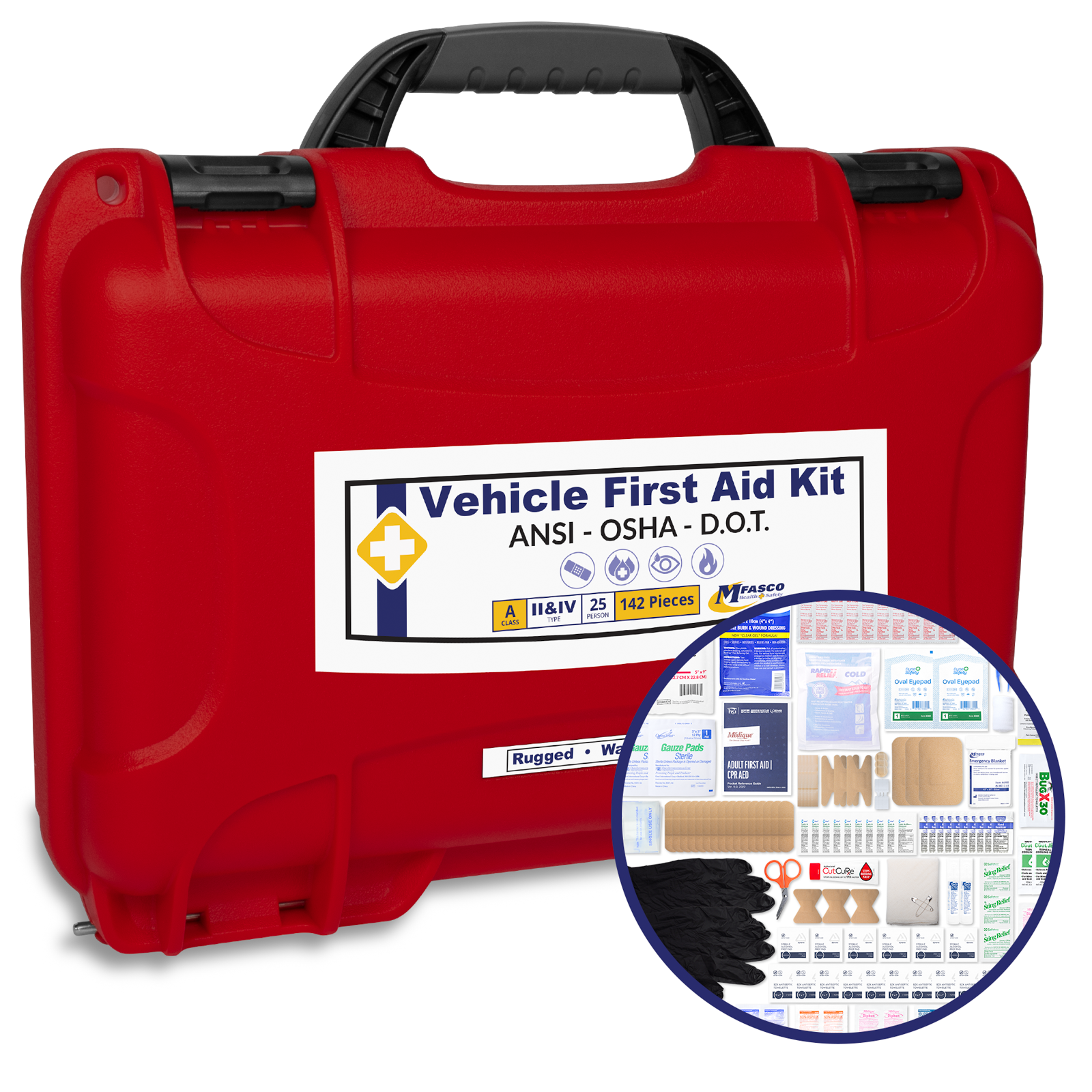 DOT Deluxe First Aid Kit Waterproof 909 Red