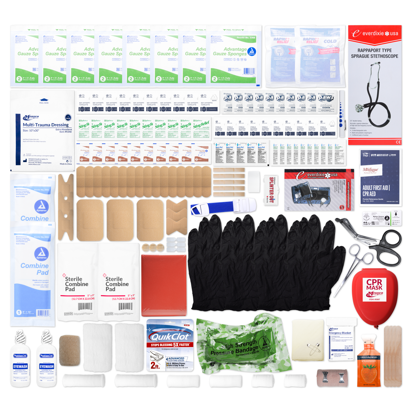 Emergency Medical Kit Red Bag 160 Piece