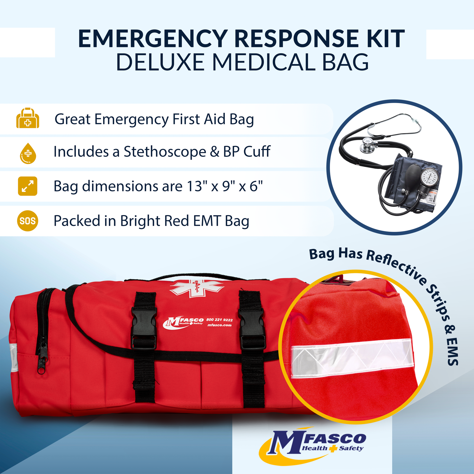 Emergency Medical Kit Red Bag 160 Piece