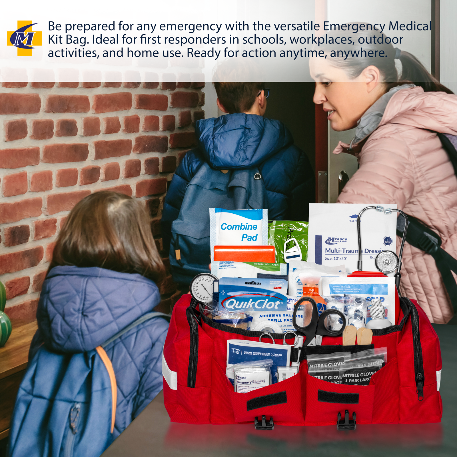 Emergency Medical Kit Red Bag 160 Piece