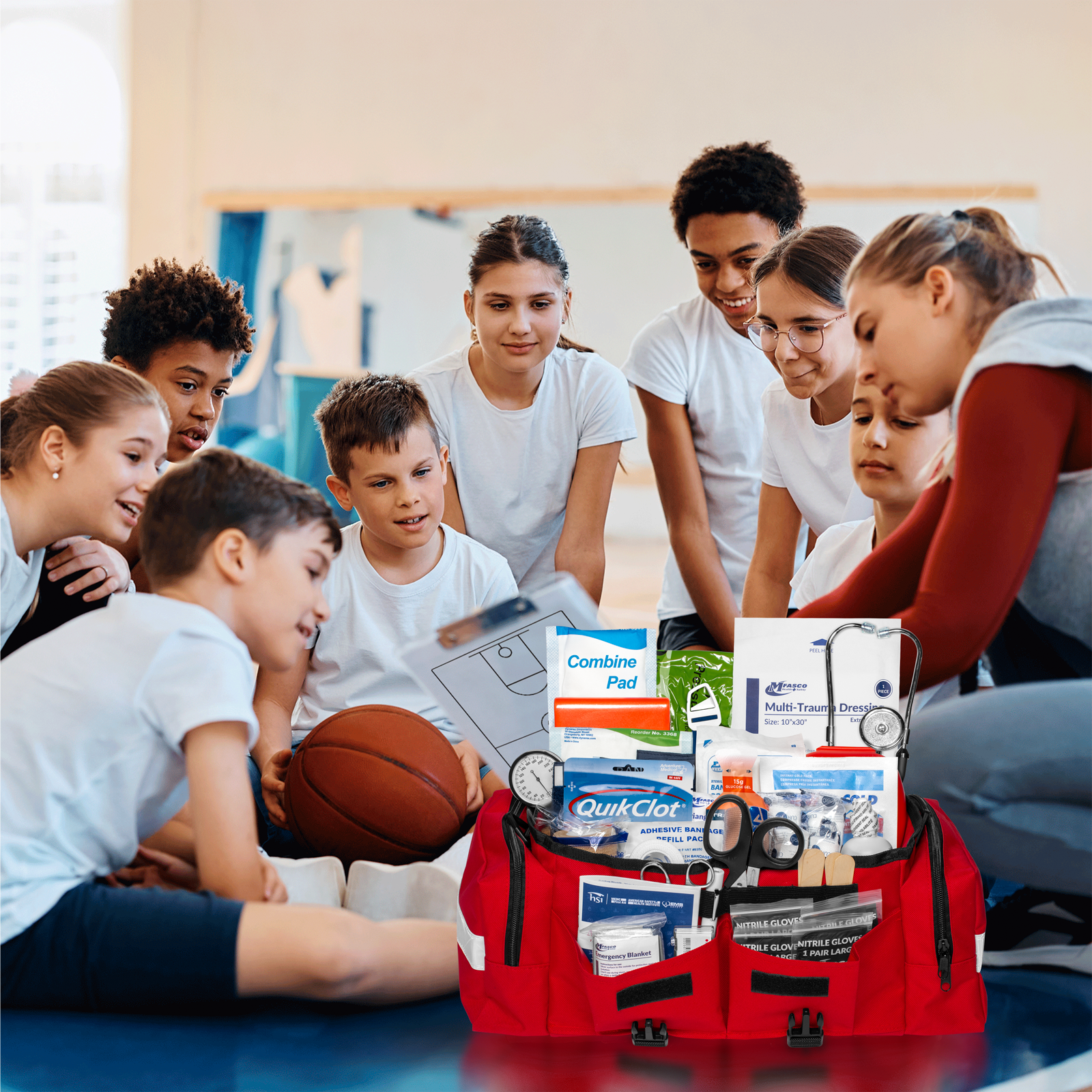 Emergency Medical Kit Red Bag 160 Piece