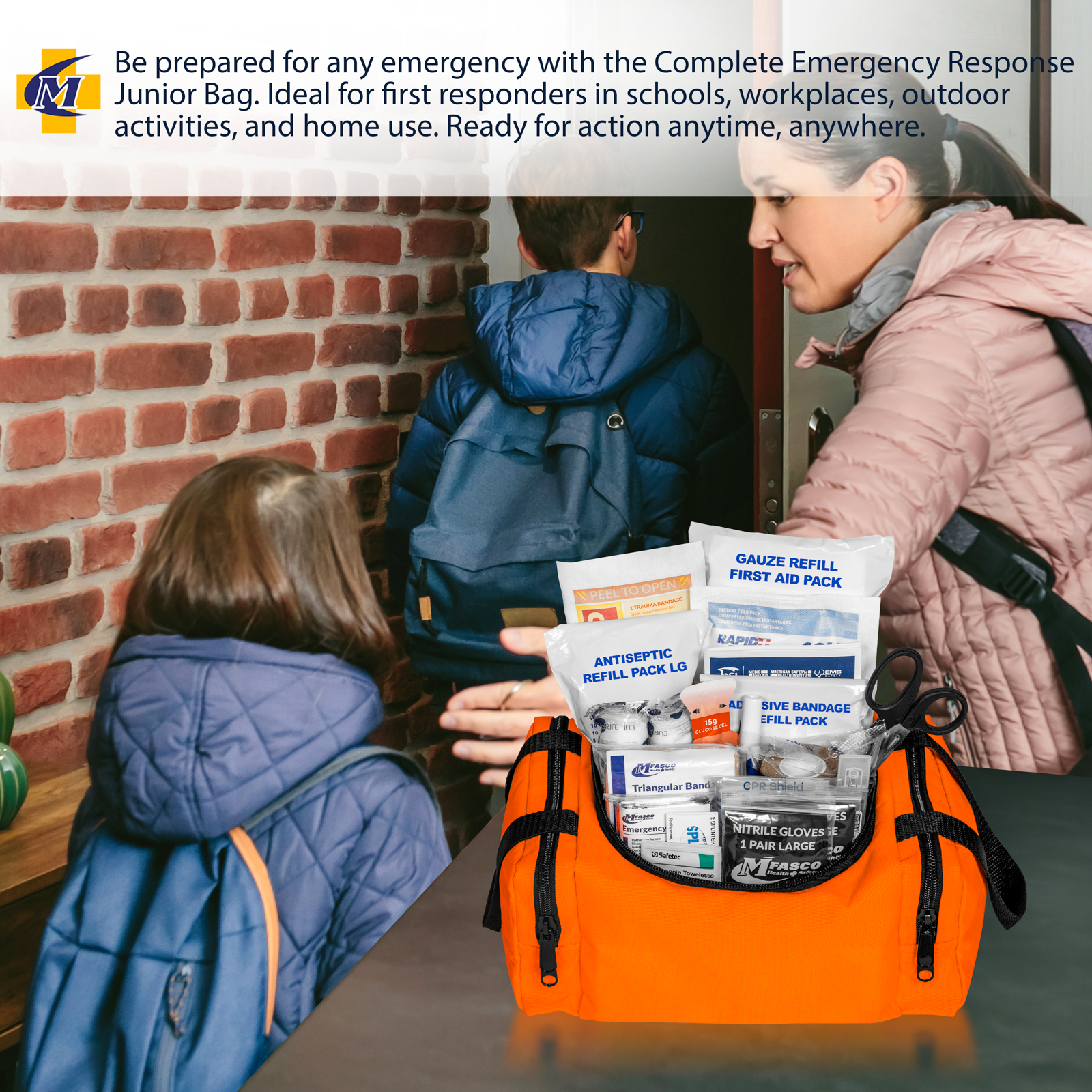 First Aid Bag Kit Complete Junior Orange