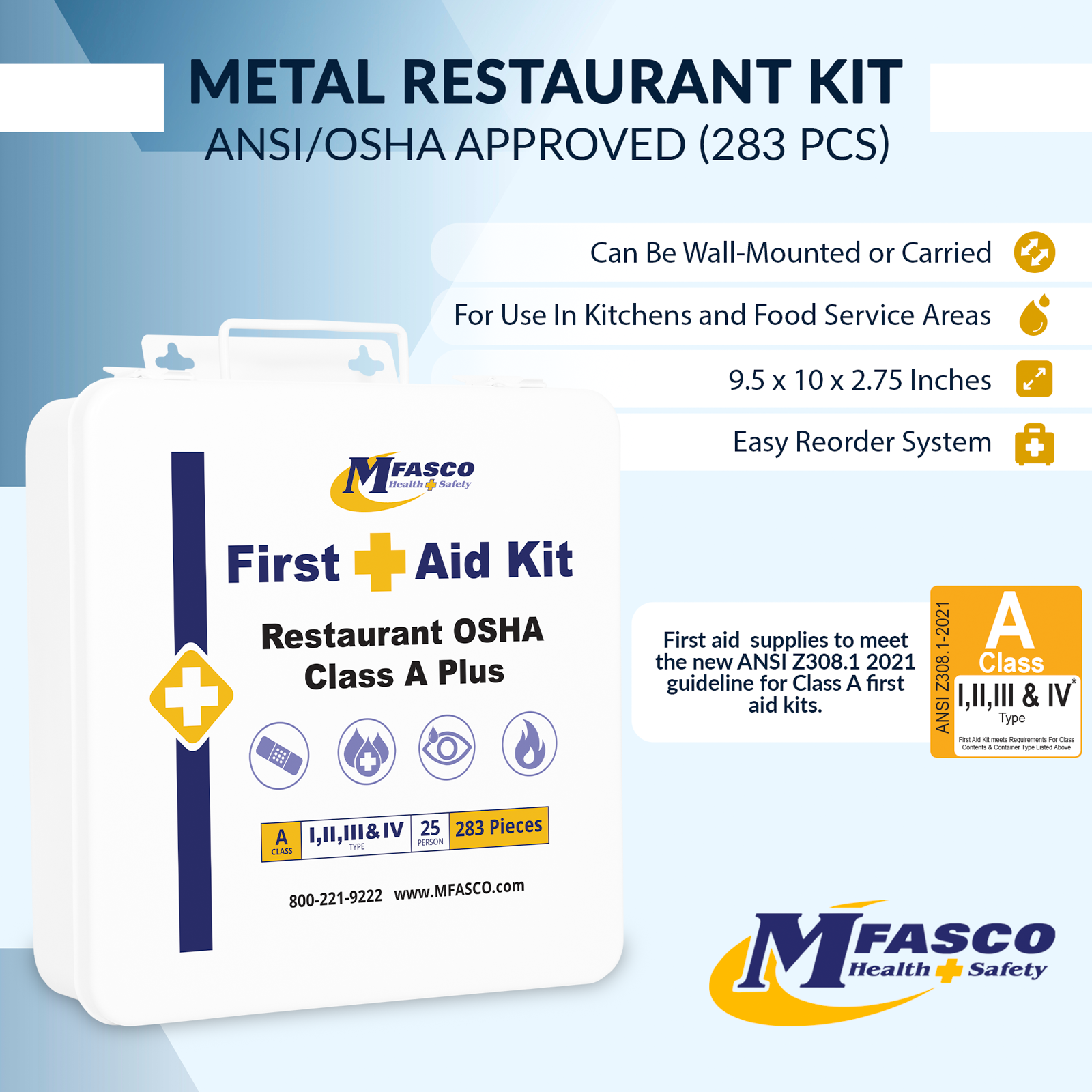 Restaurant OSHA Class A Plus Metal First Aid Kit