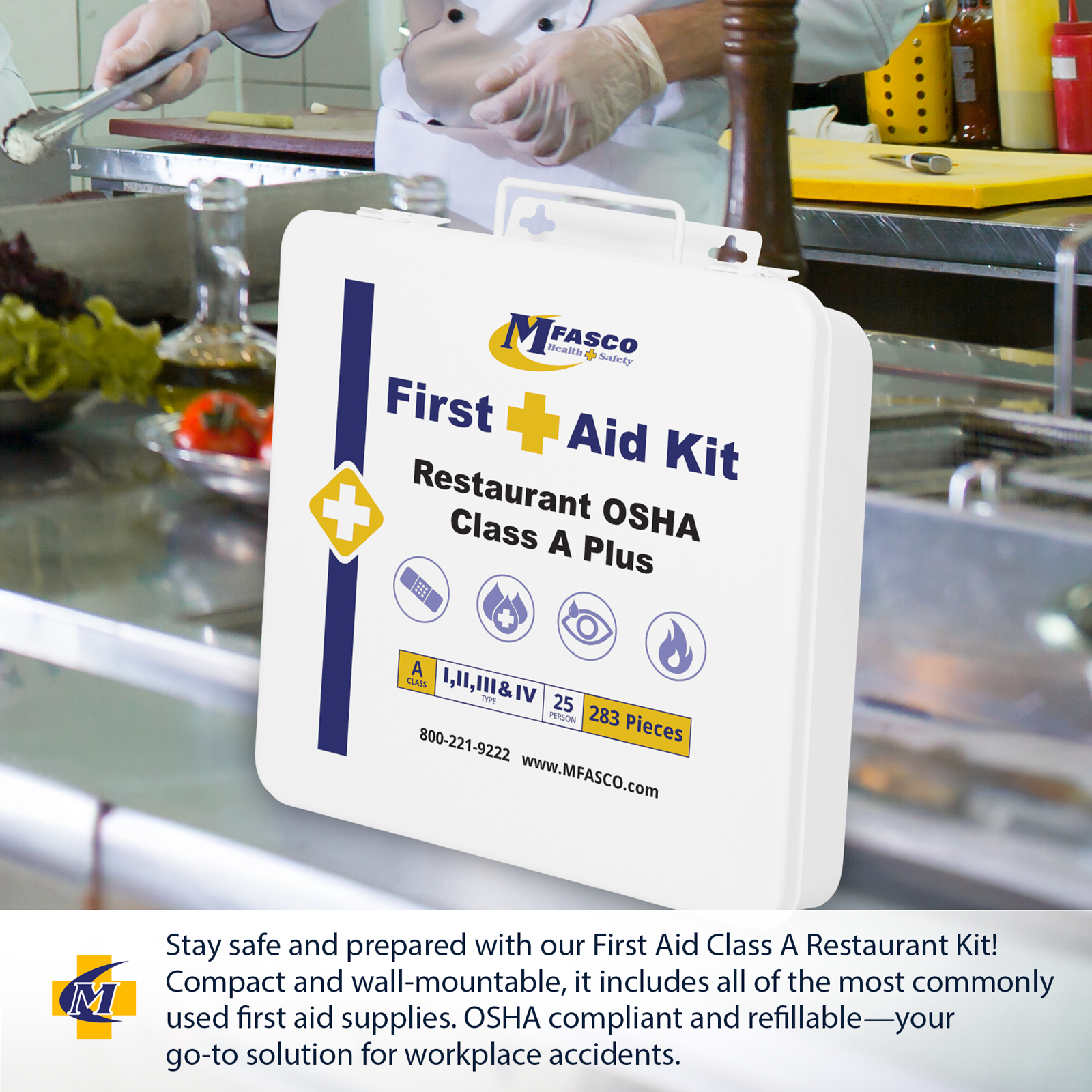 Restaurant OSHA Class A Plus Metal First Aid Kit