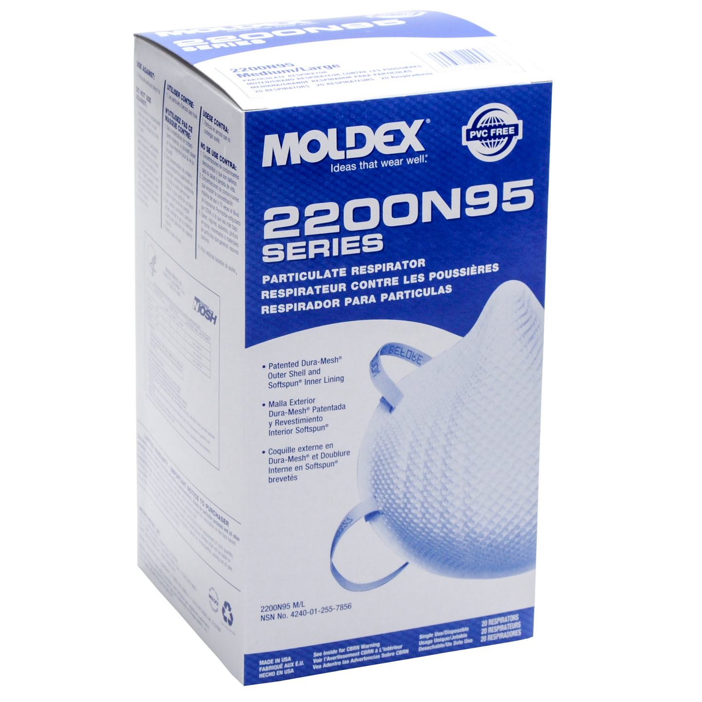 Moldex #2200 N95 Disposable Dust Mist Respirator  20/box