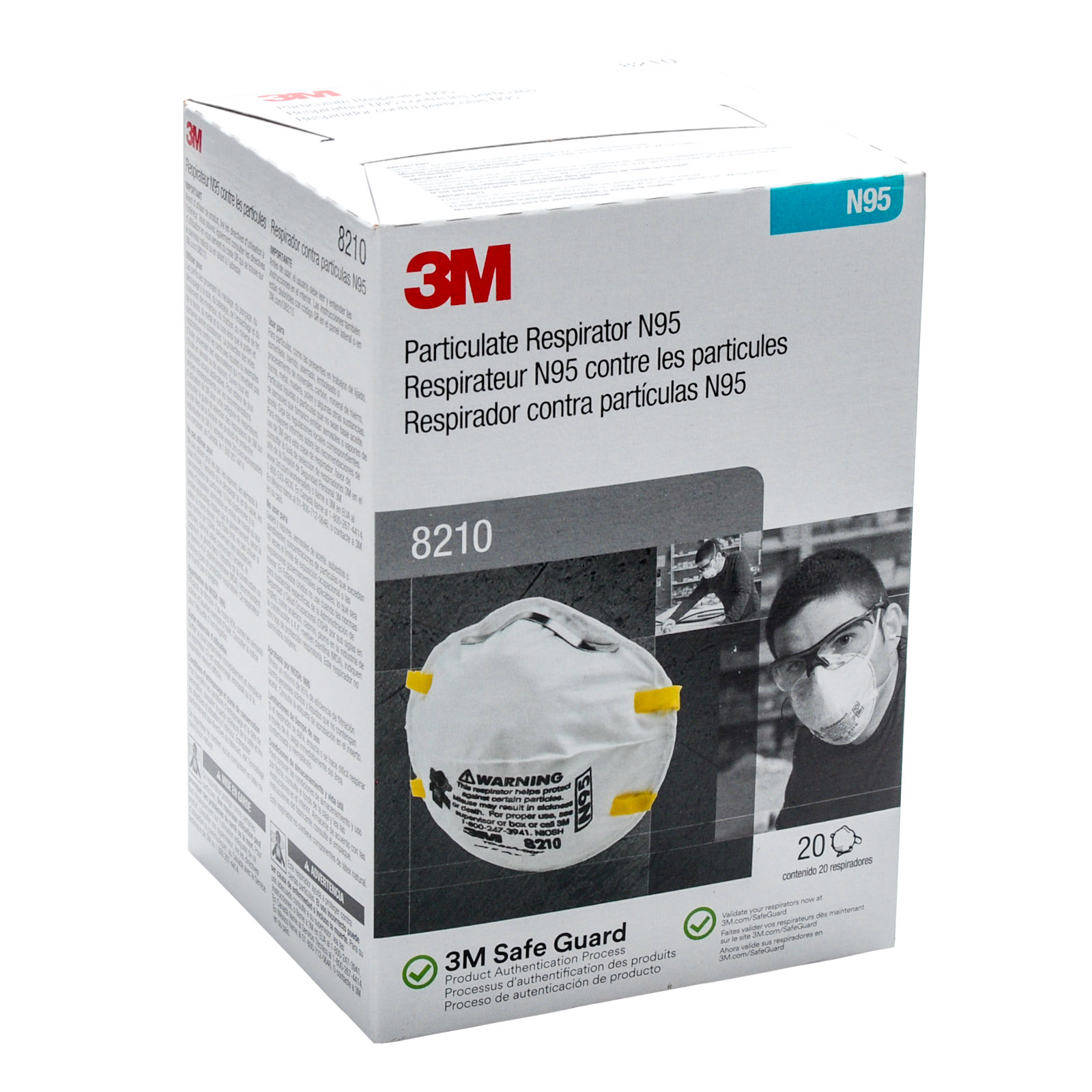 3m #8210 N95 Disposable Dust Mist Respirator 20/box