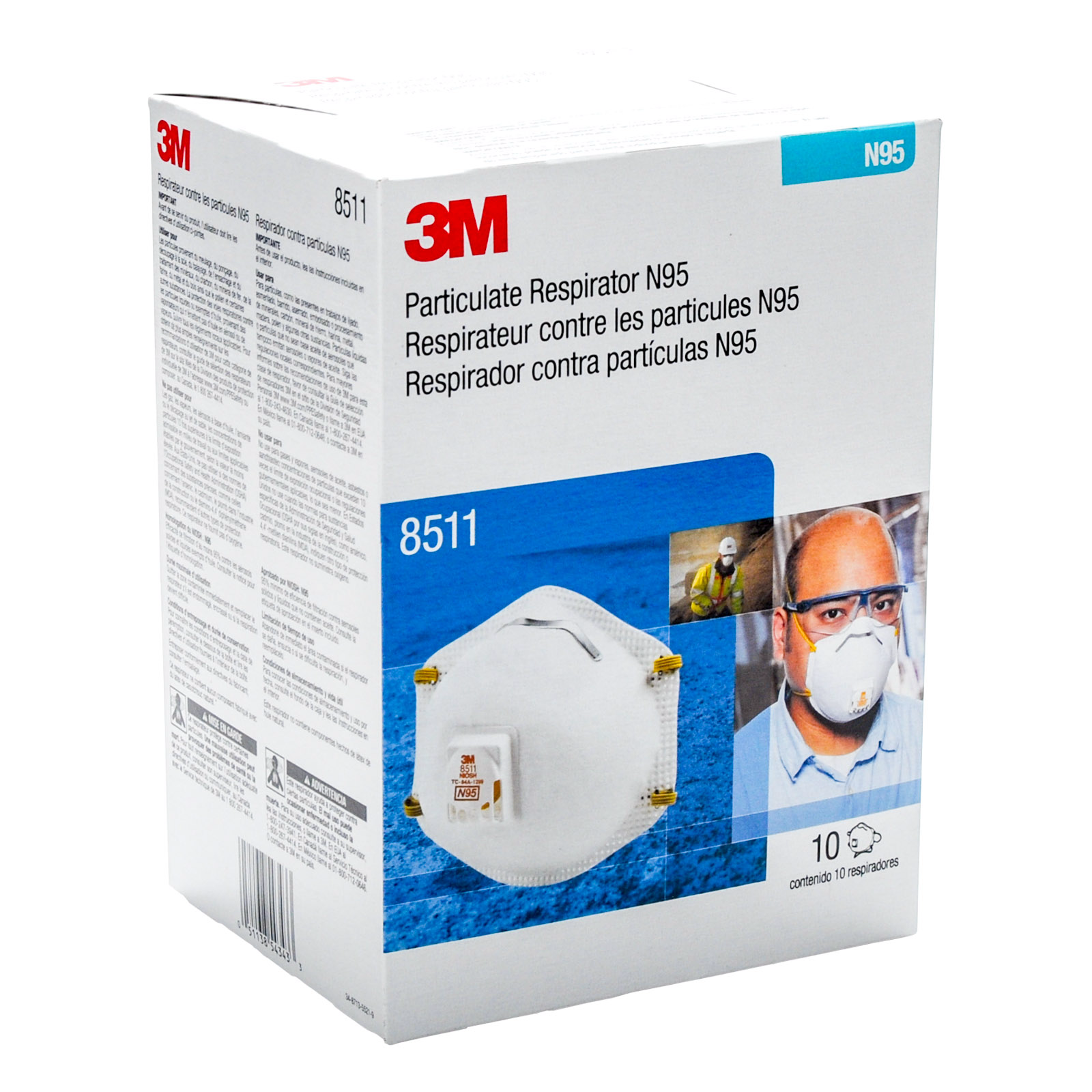 3m #8511 N95 Particulate Respirator With Valve 10/pkg