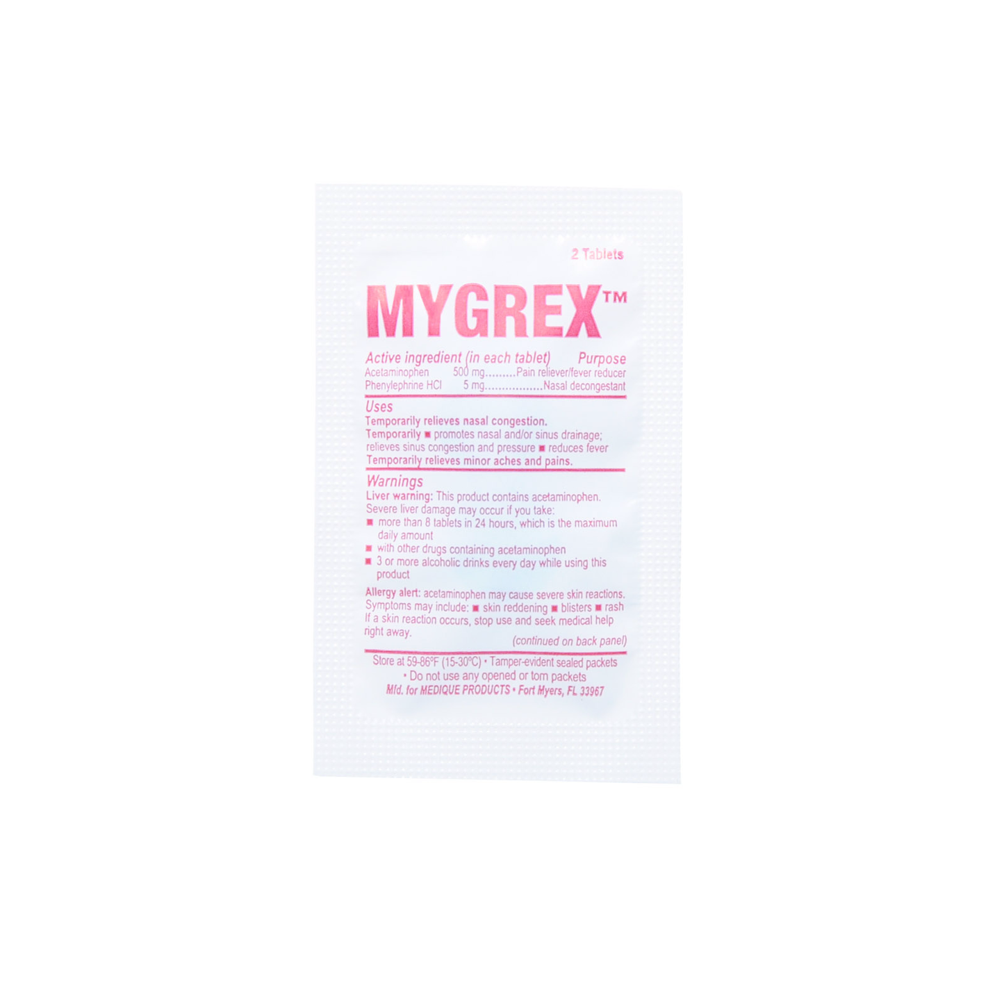 Medique Mygrex Headache Pain Relief Tablets Industrial Packets 150x2
