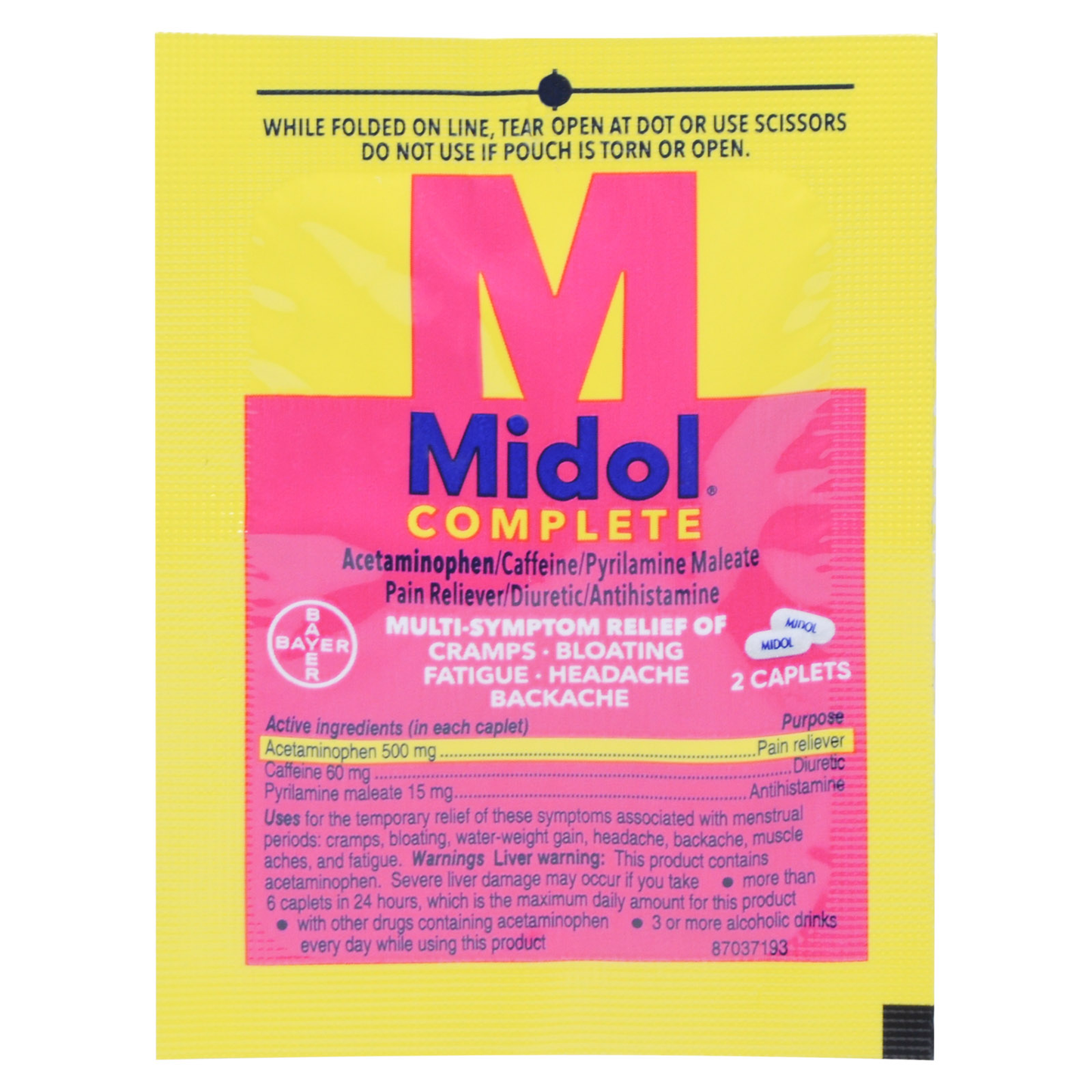 Midol Complete Menstrual Pain Relief Caplets 2 per packet 50/bx