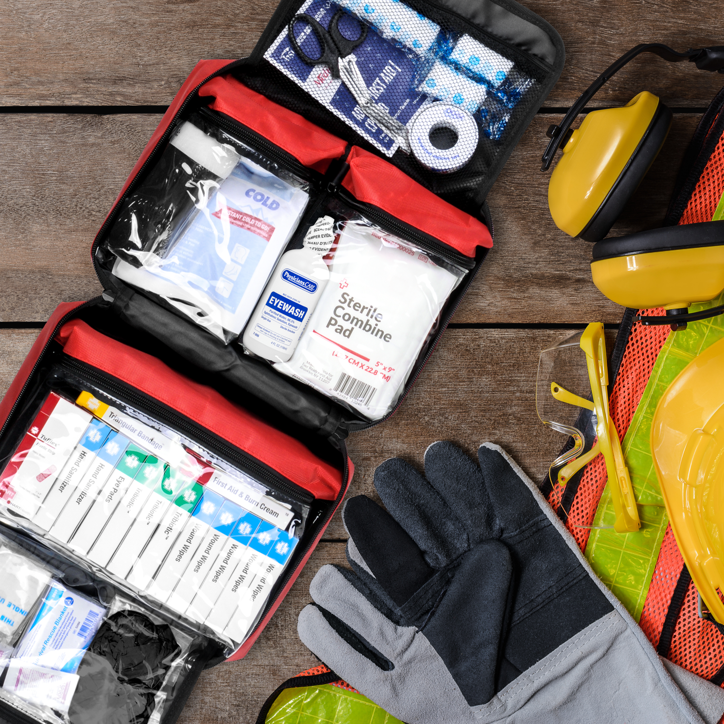 OSHA Class B First Aid Kit EM385-1-1 Red Tote Bag