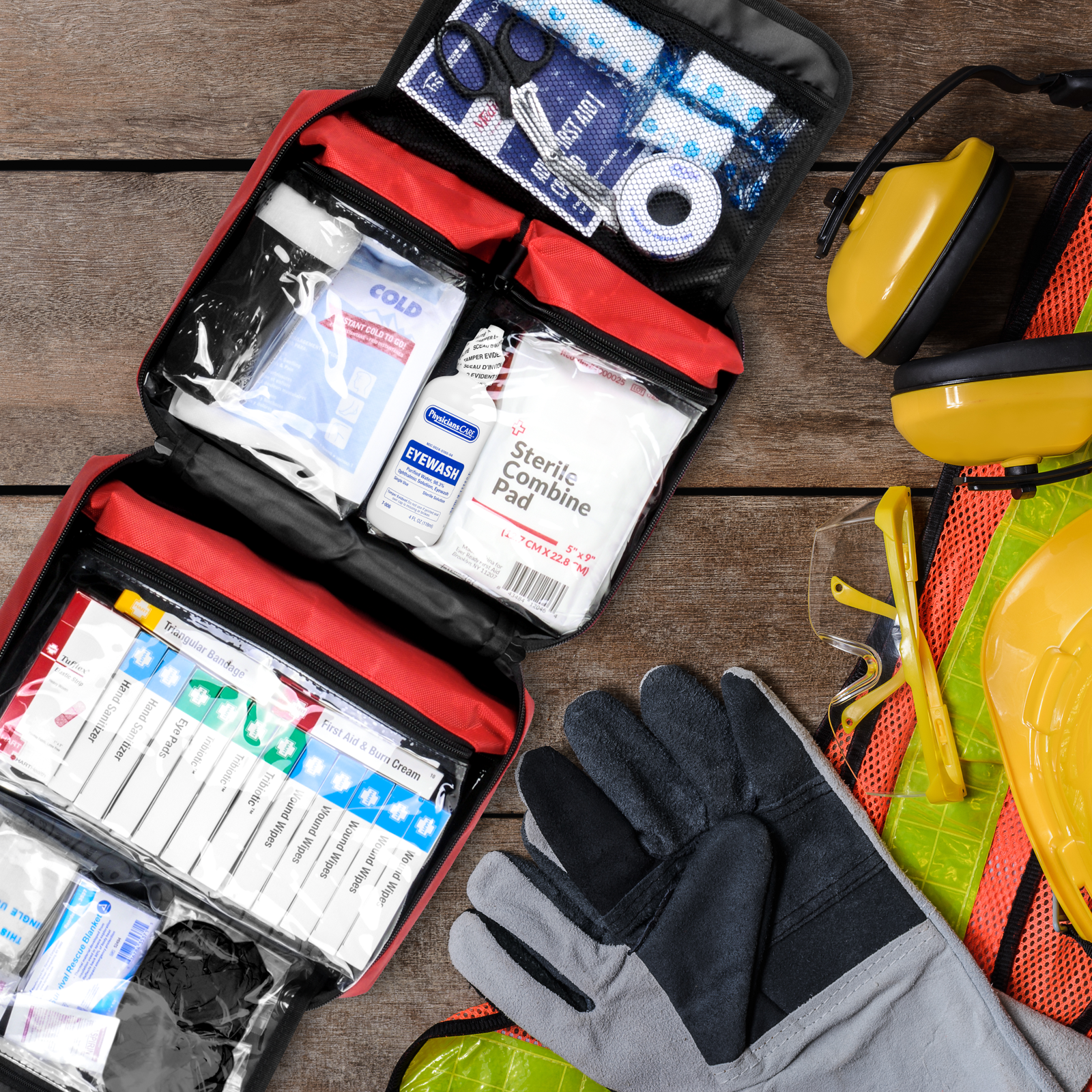 OSHA Class B First Aid Kit EM385-1-1 Red Tote Bag