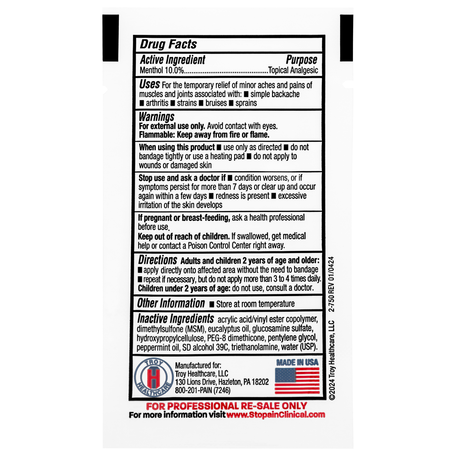 Stopain Gel Packets (100/Bx)