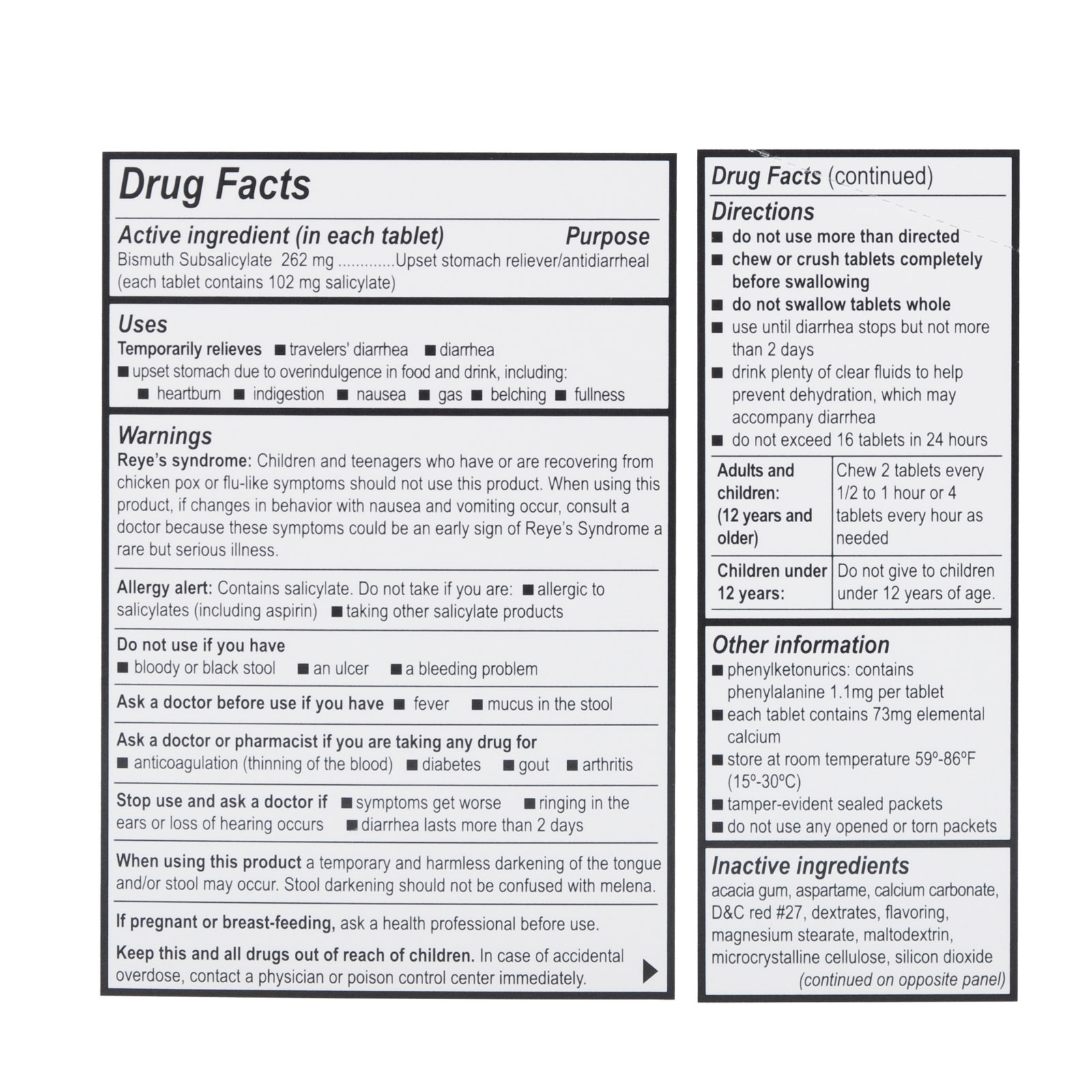 Peptmed Tablets for Upset Stomach & Diarrhea Chewable (36/Bx)