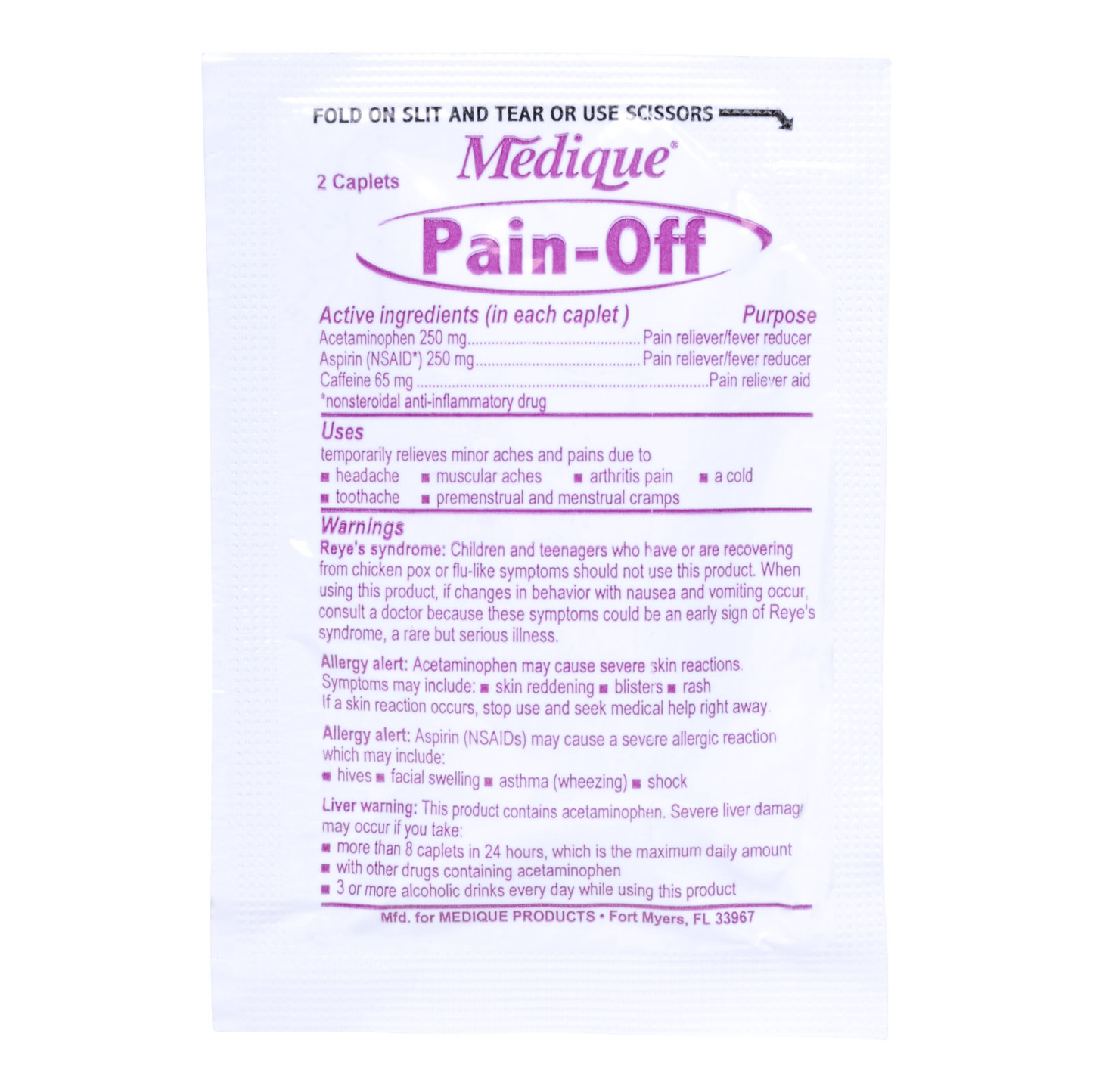 Medique Pain Off Pain Relief Medication Industrial Packets 250 X 2
