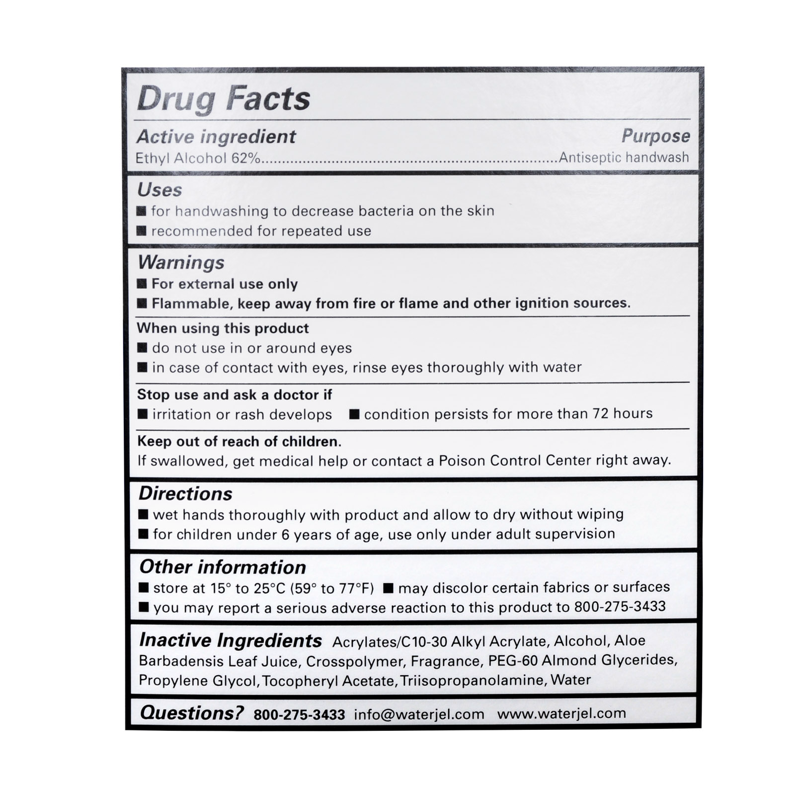 Water Jel Hand Sanitizer Gel Packets 144/box