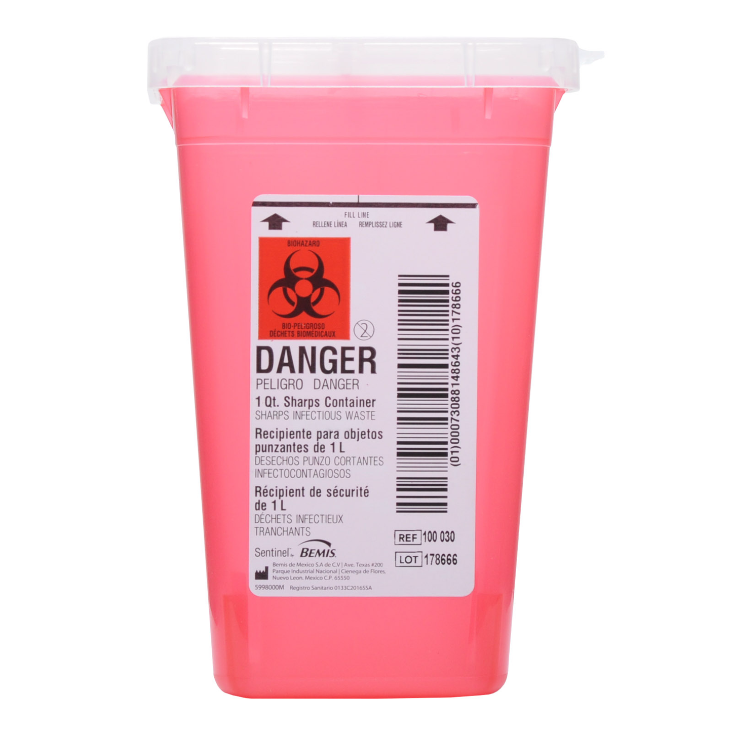 Bemis Biohazard Sharps Container 1 Quart