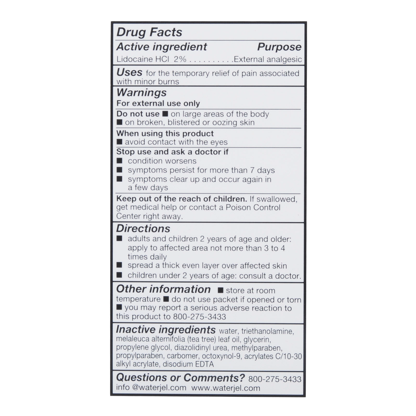 Water Jel Burn Gel Packets 1/8 Oz 6/box