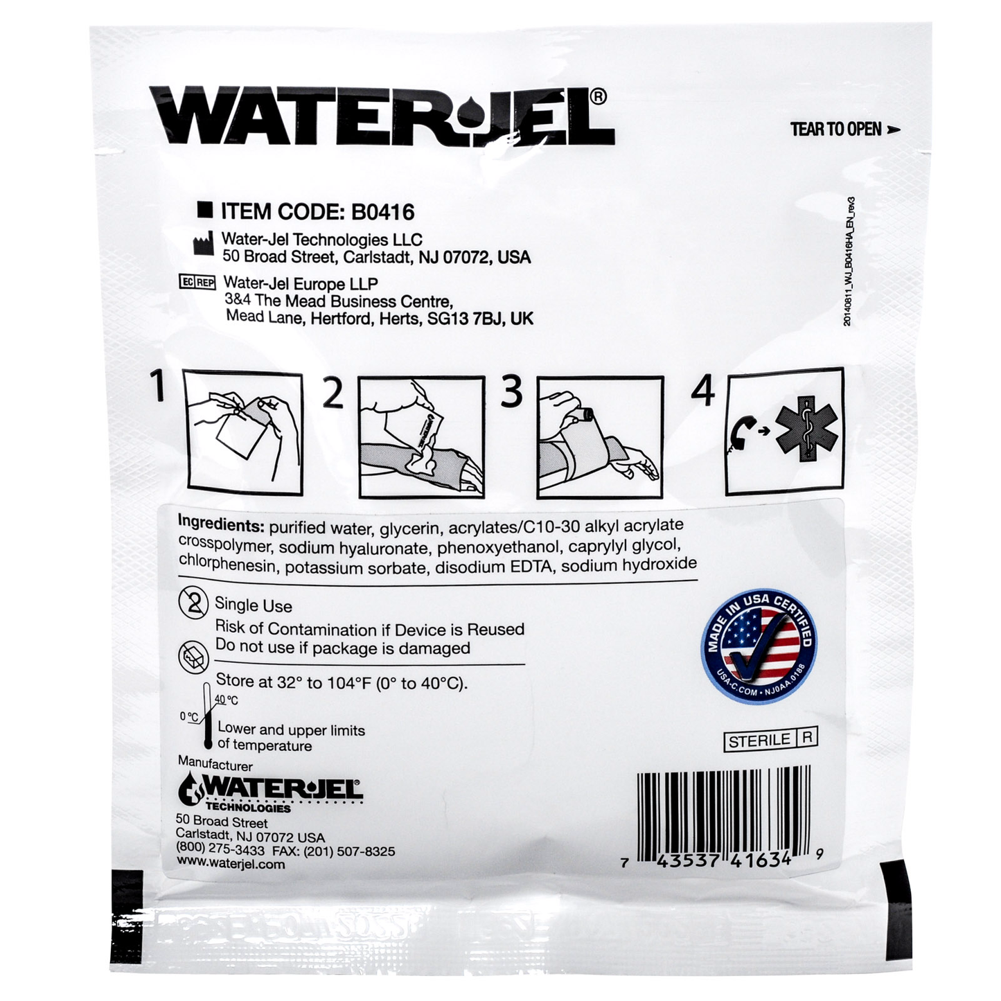 WaterJel Burn Dressing 4x16 Each