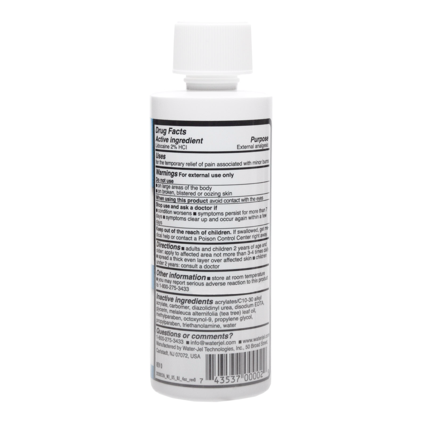 Water Jel Burn Gel 4 Oz Liquid Bottle