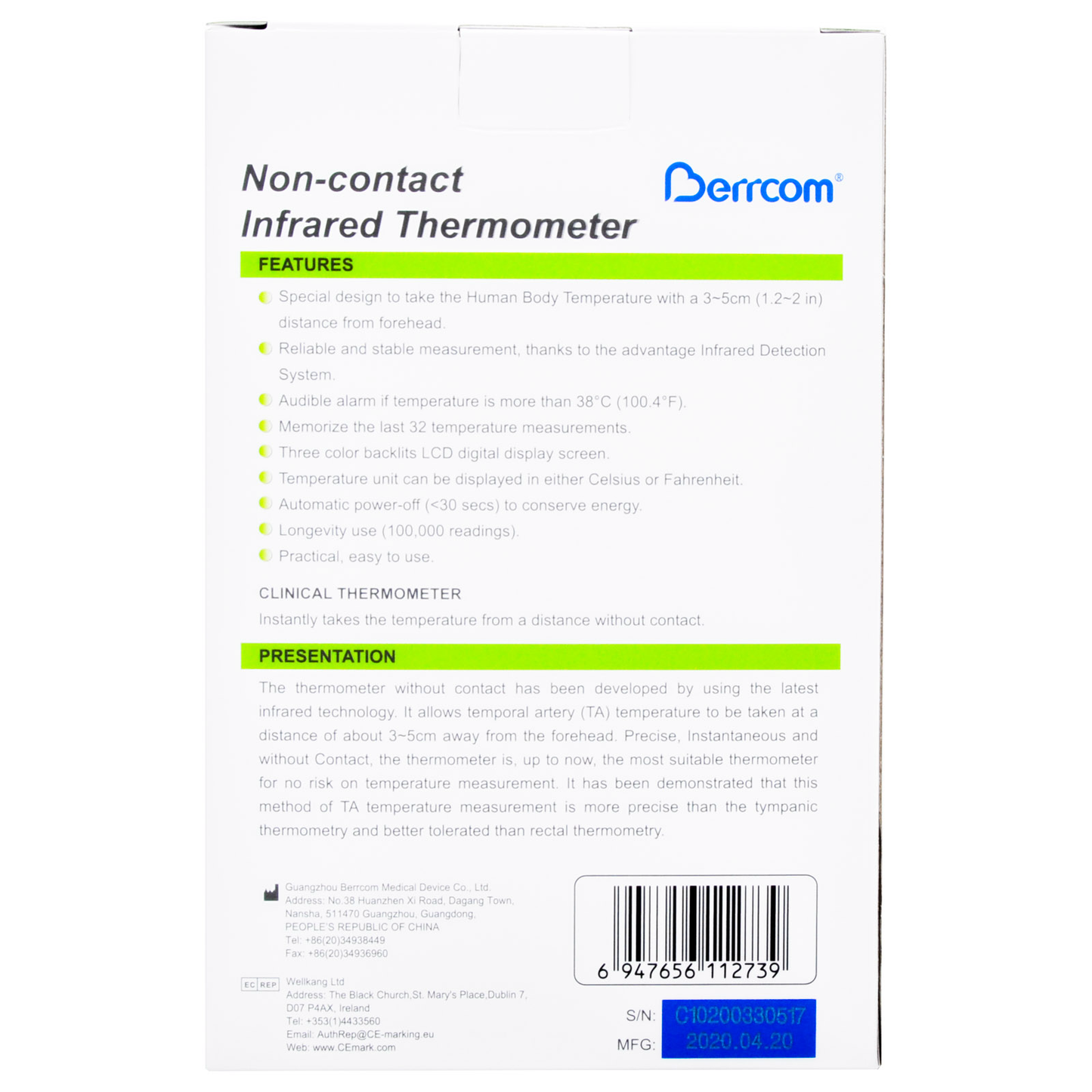 Infrared Thermometer Non Contact JXB