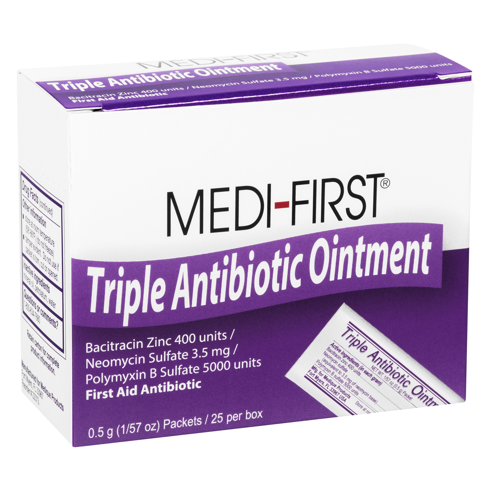 Medi-First Triple Antibiotic Ointment Individual Packets 25/box