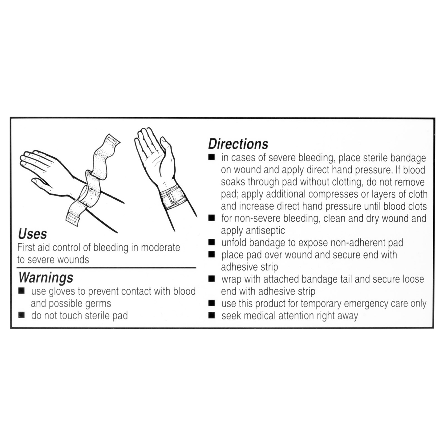 Unitized Kit Refill Bandage Compress First Aid Dressing 2 Inch 4/box