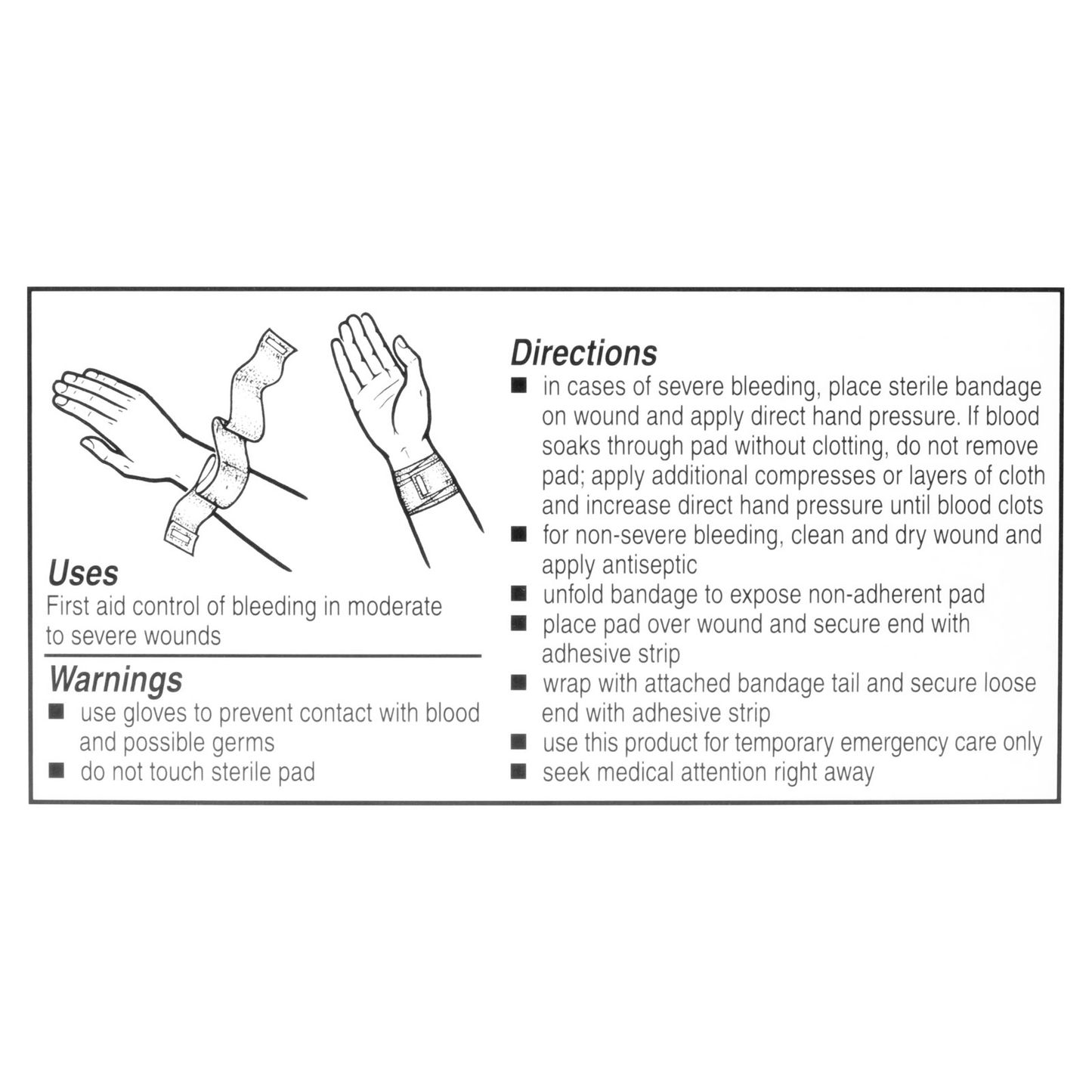 Unitized Kit Refill Bandage Compress First Aid Dressing 4 Inch