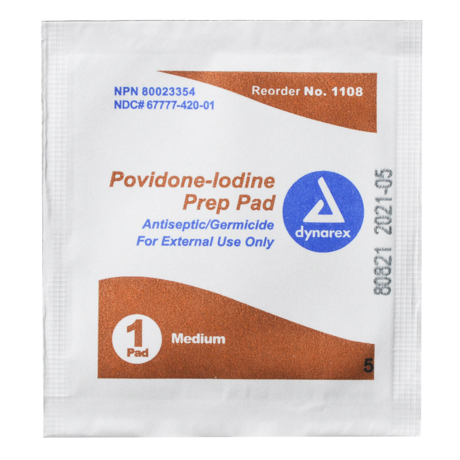 Povidone Iodine Antiseptic Prep Pads Medium 100/box