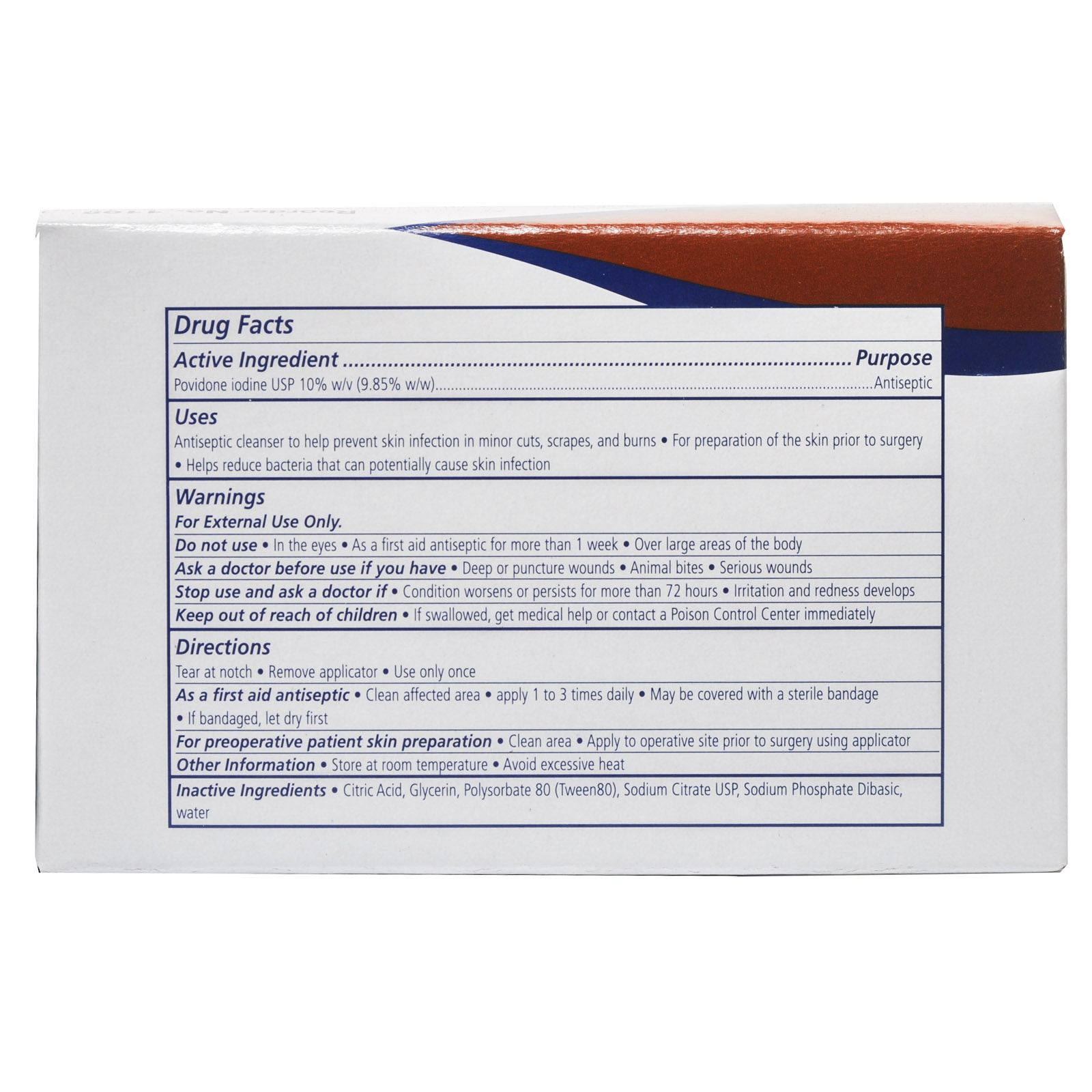Povidone Iodine Antiseptic Prep Pads Medium 100/box