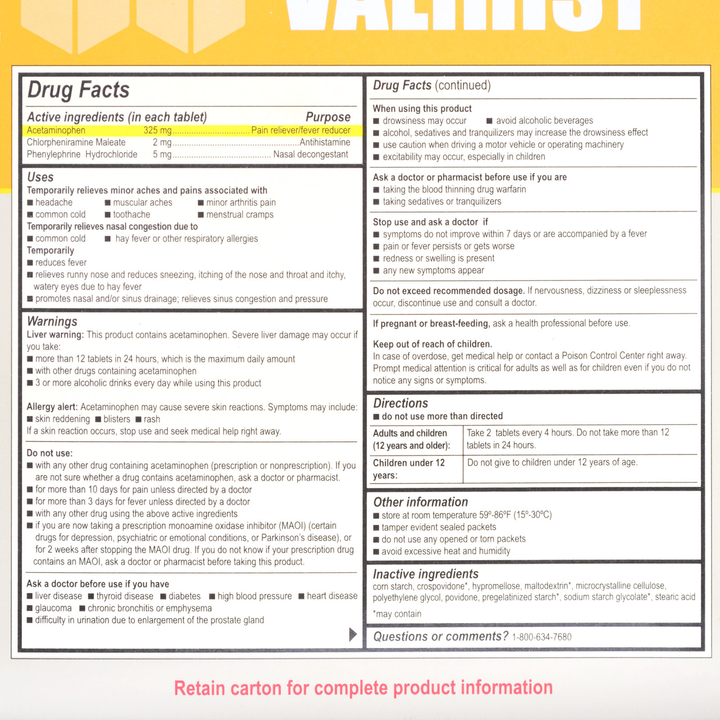 Otis Clapp Valihist Cold & Sinus Relief Industrial Packets 150 X 2