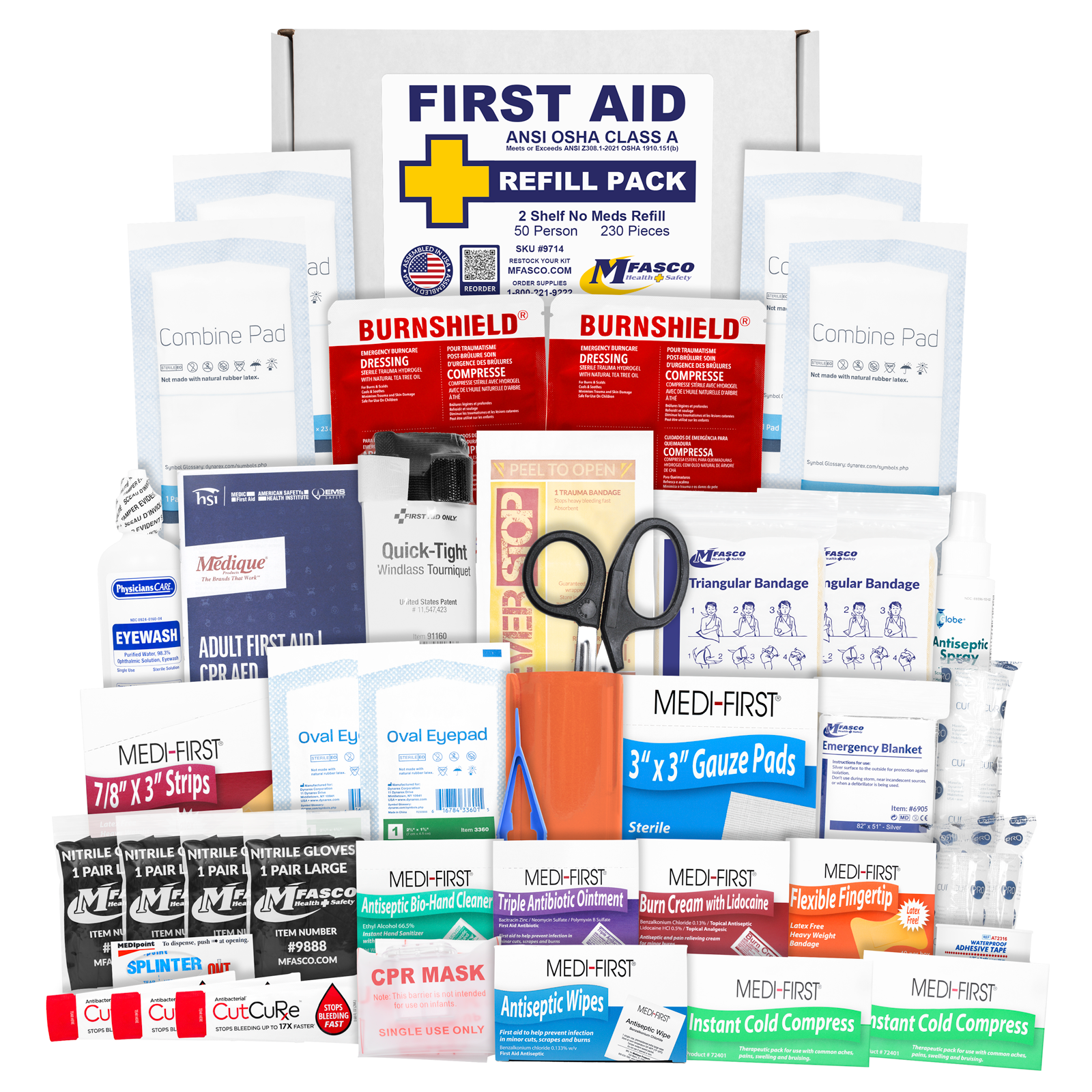 Small 2 Shelf Workplace First Aid Kit Refill No Medications 230 Piece