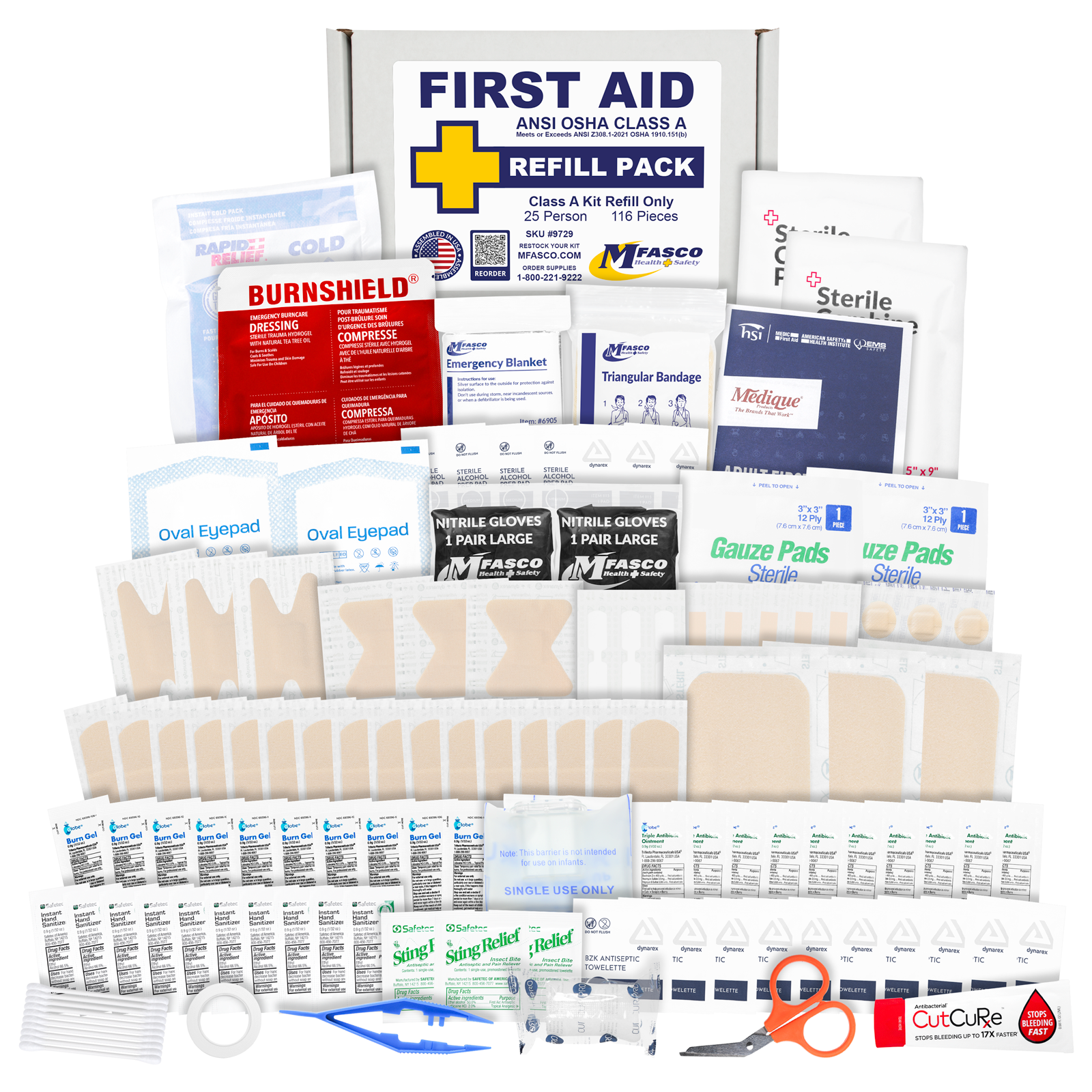 OSHA/ANSI 2021 First Aid Kit Class A Refill Only 116 Piece