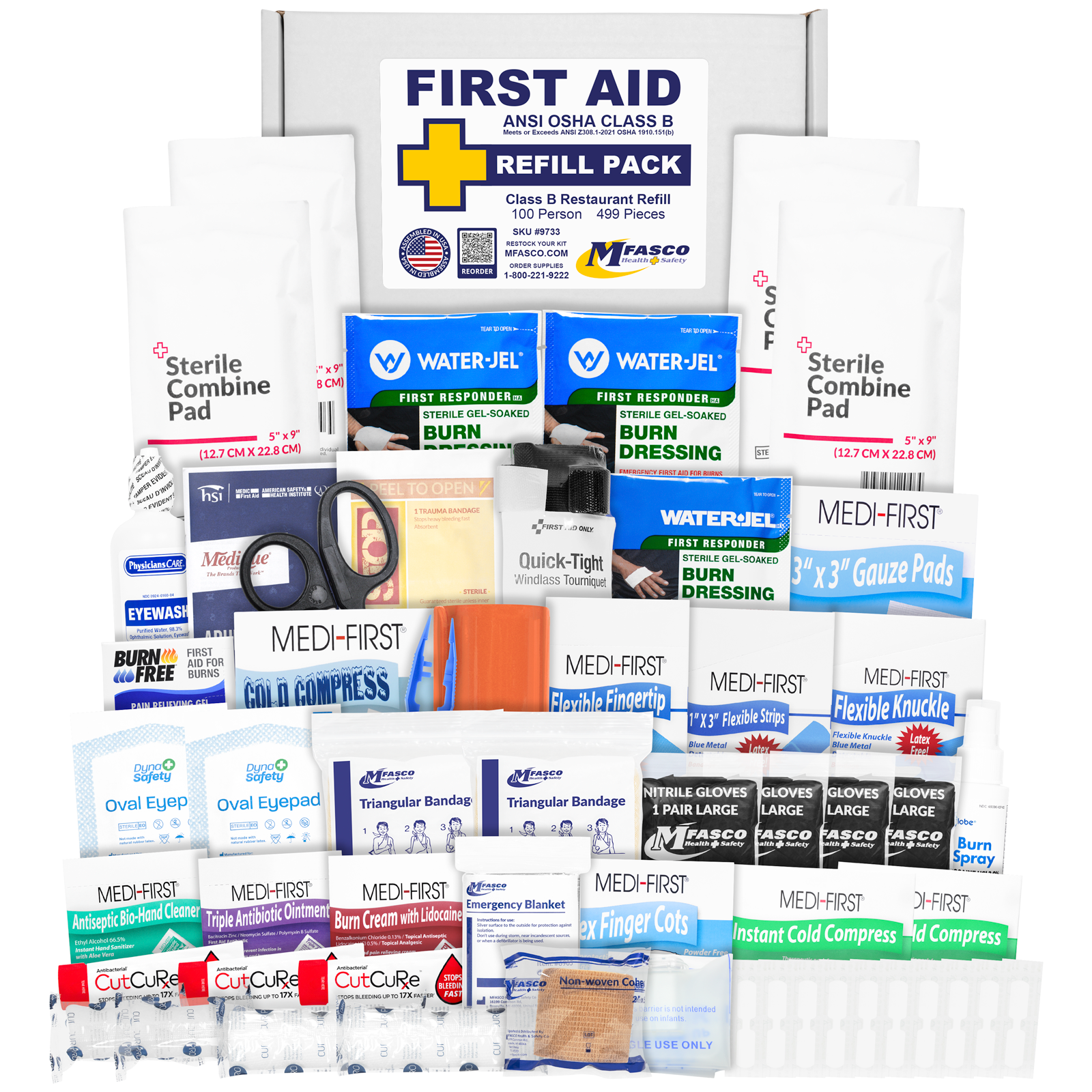 OSHA/ANSI 2021 Class B Restaurant First Aid Kit Refill 499 Piece