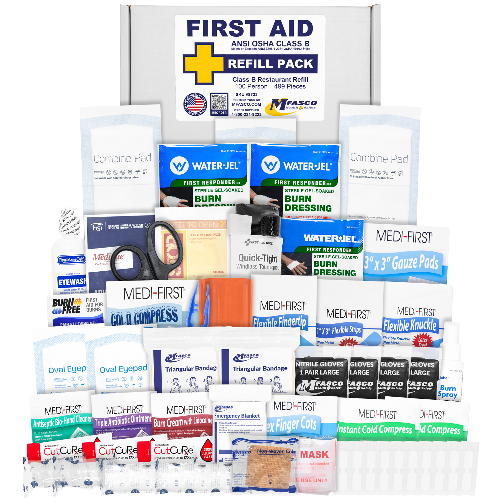 OSHA/ANSI 2021 Class B Restaurant First Aid Kit Refill 499 Piece