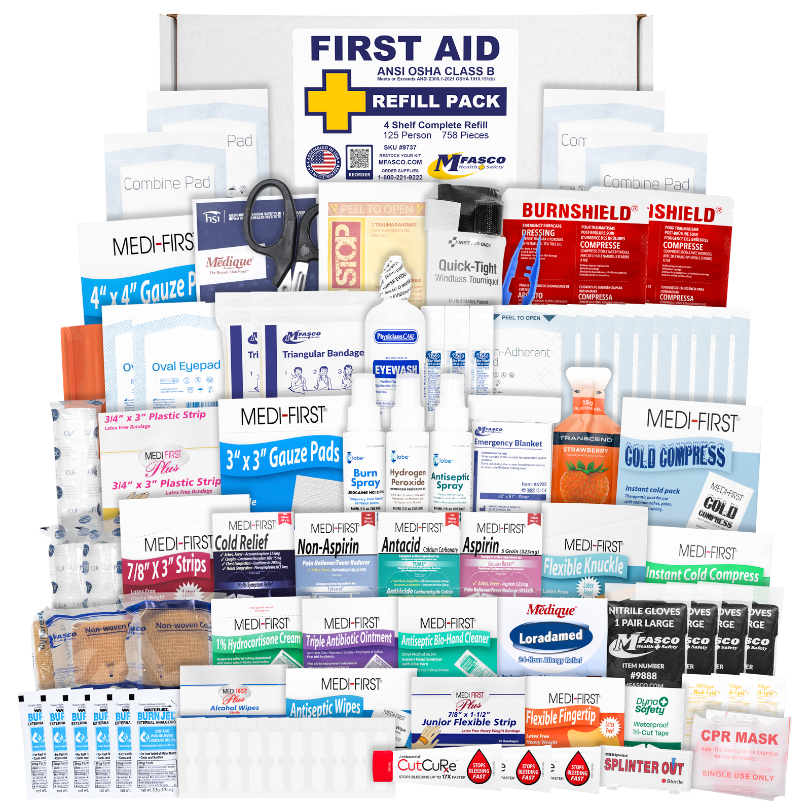 Large 4 Shelf Kit Refill With Medications 758 Piece