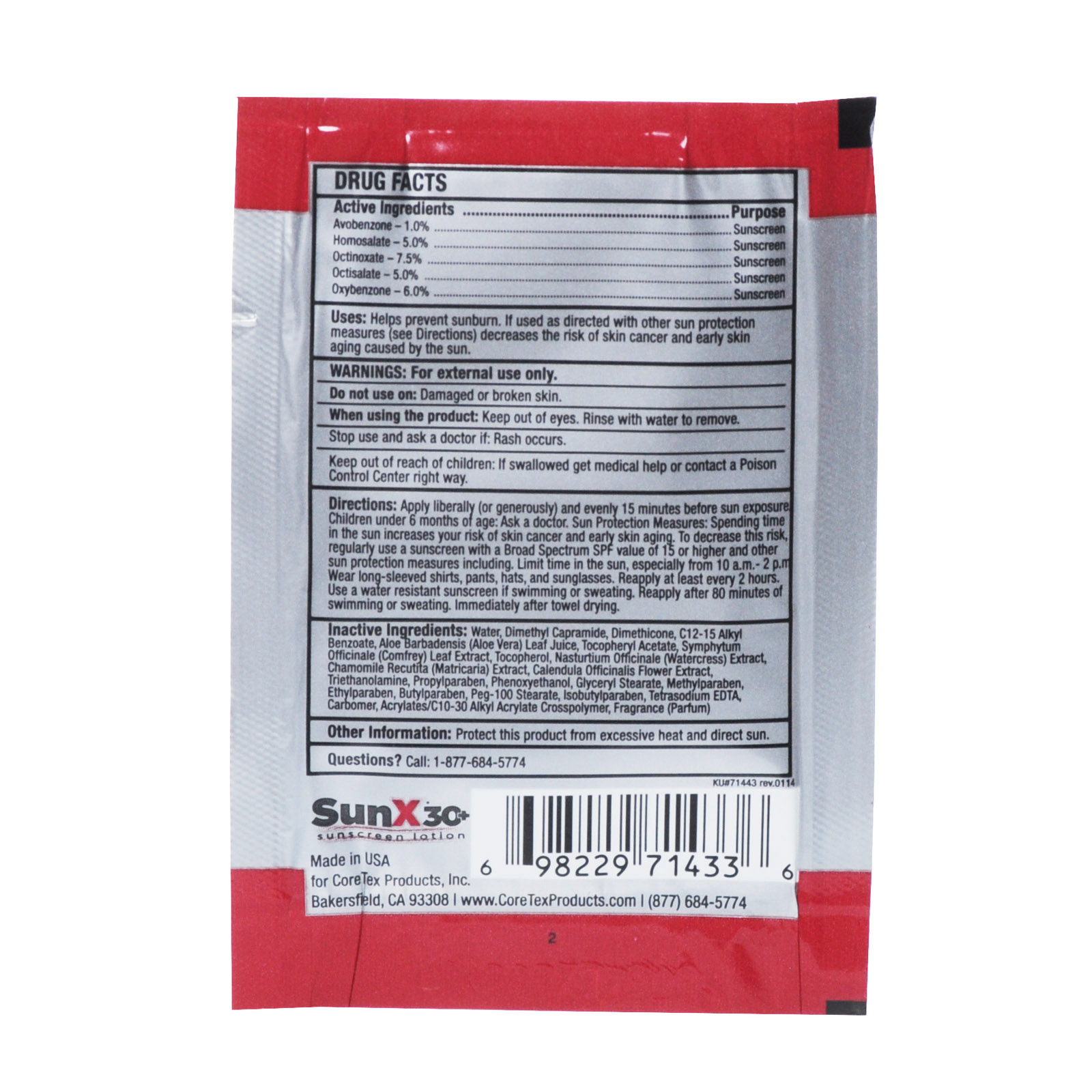 Sun X Sunscreen Spf 30 Individual Use Pouches 25/box