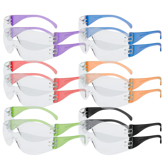 Safety Glasses Intruder Multi Color Clear Lens 12/box