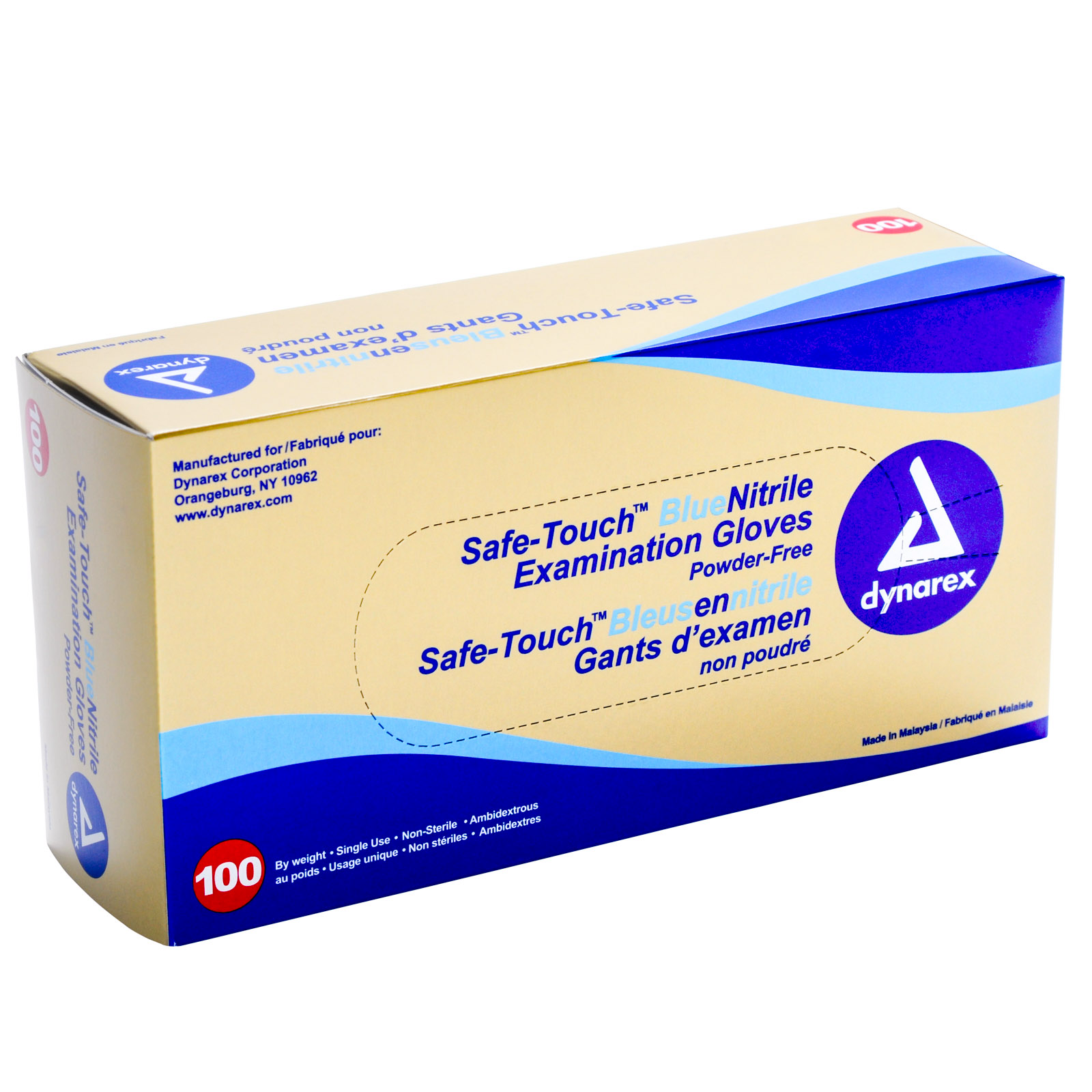 Safe Touch Blue Nitrile Medical Gloves Powder Free (100/Bx)