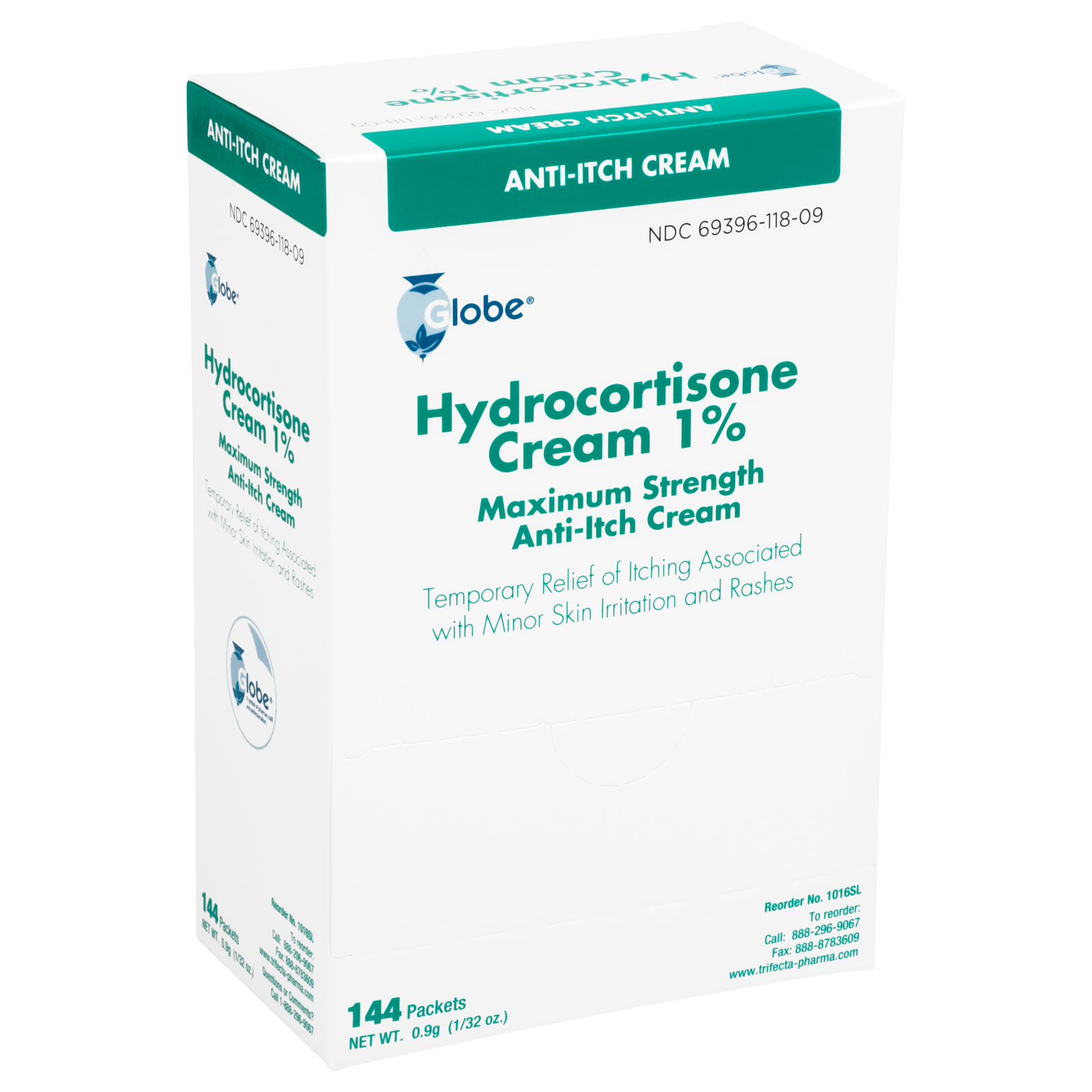 Hydrocortisone Cream 1% Packets by Globe (144/Bx)