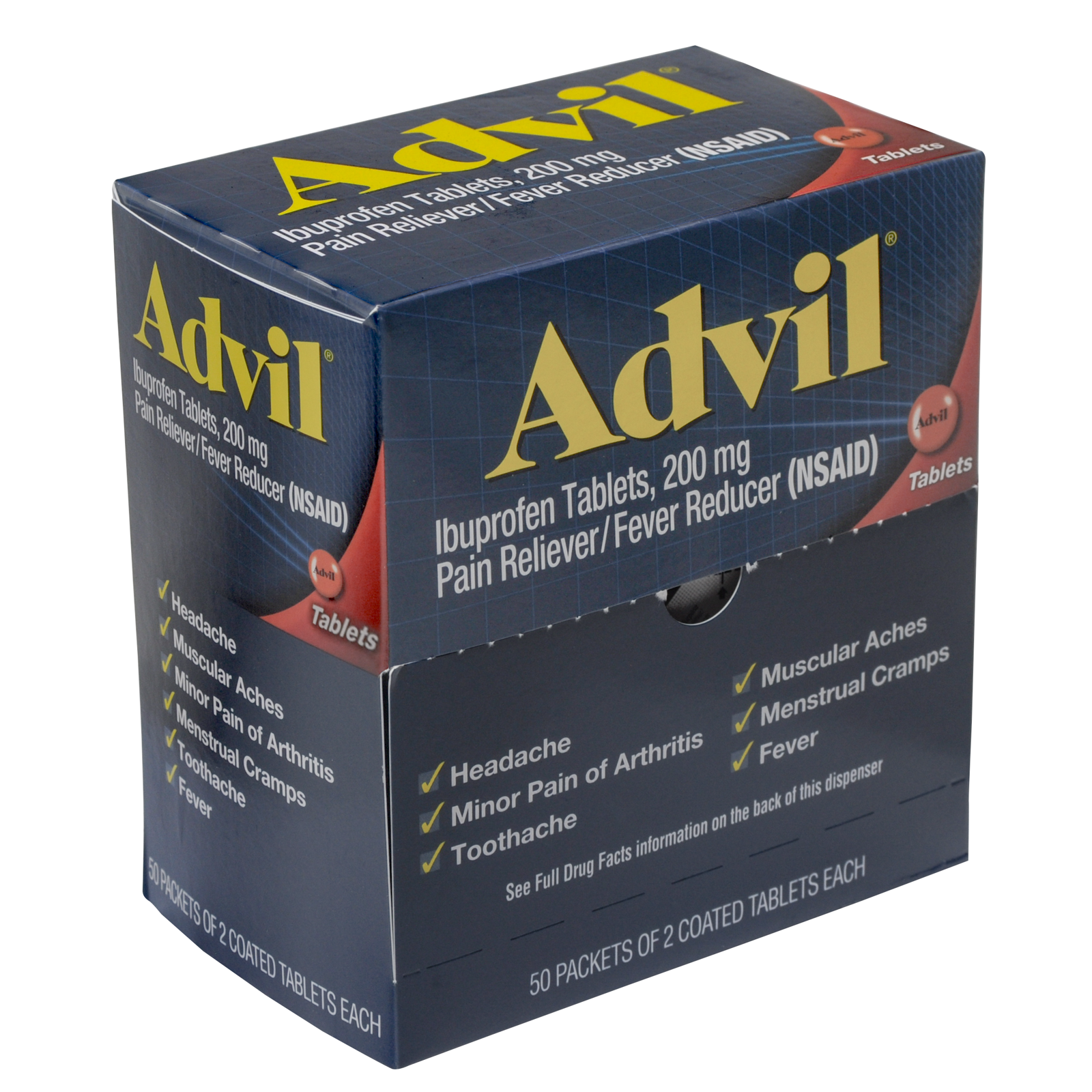 Advil Ibuprofen Pain Relief Tablets 100/box