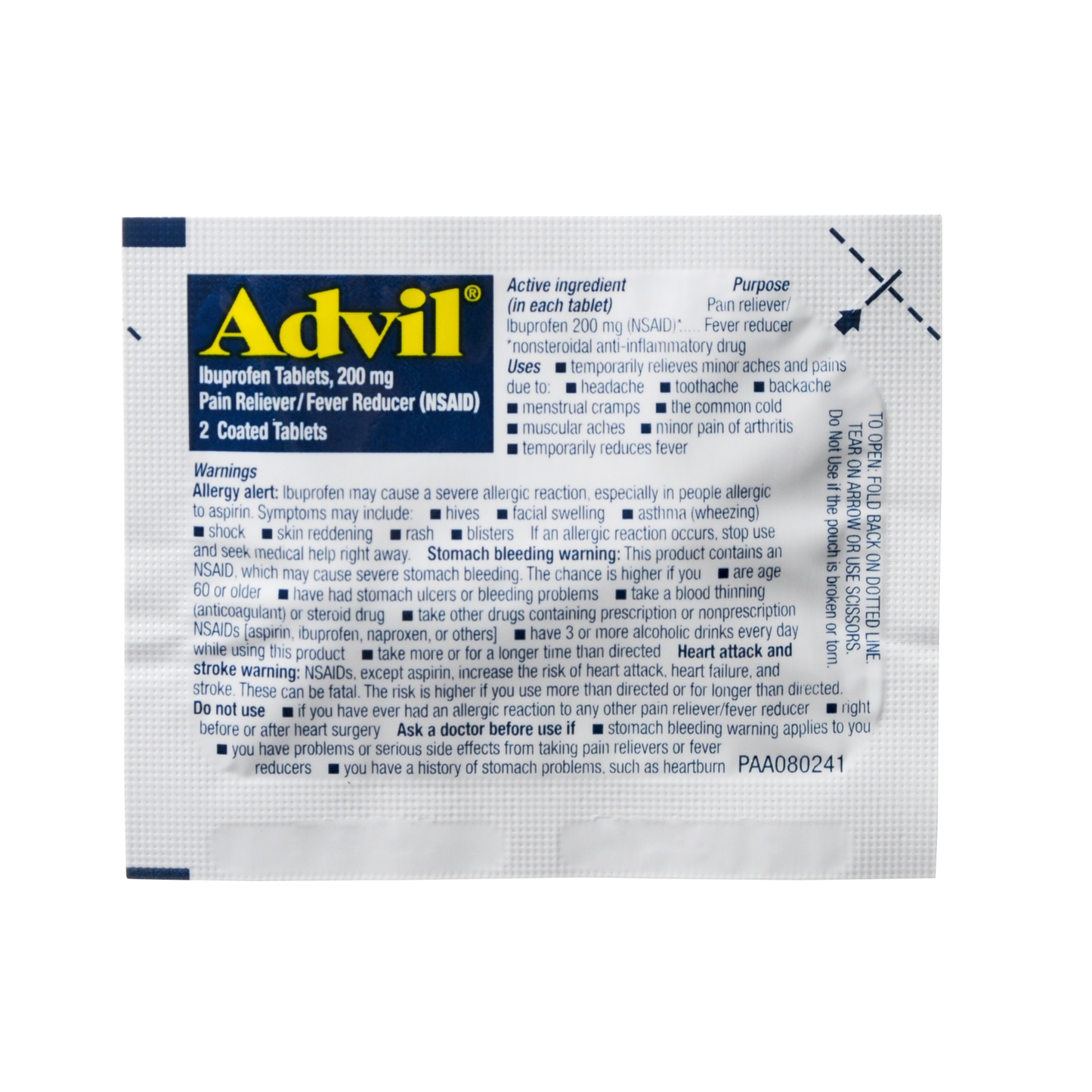 Advil Ibuprofen Pain Relief Tablets 100/box